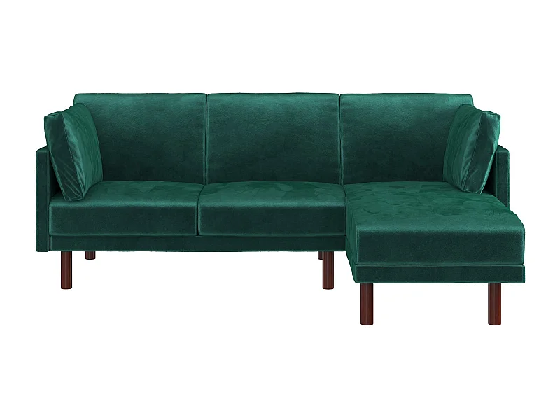 Clair | Canapé-lit 3 places avec chaise longue en vert velours