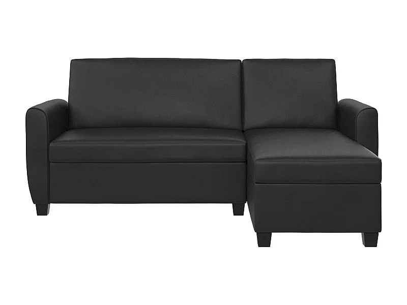 Divano letto 3 posti con chaise longue in ecopelle nero