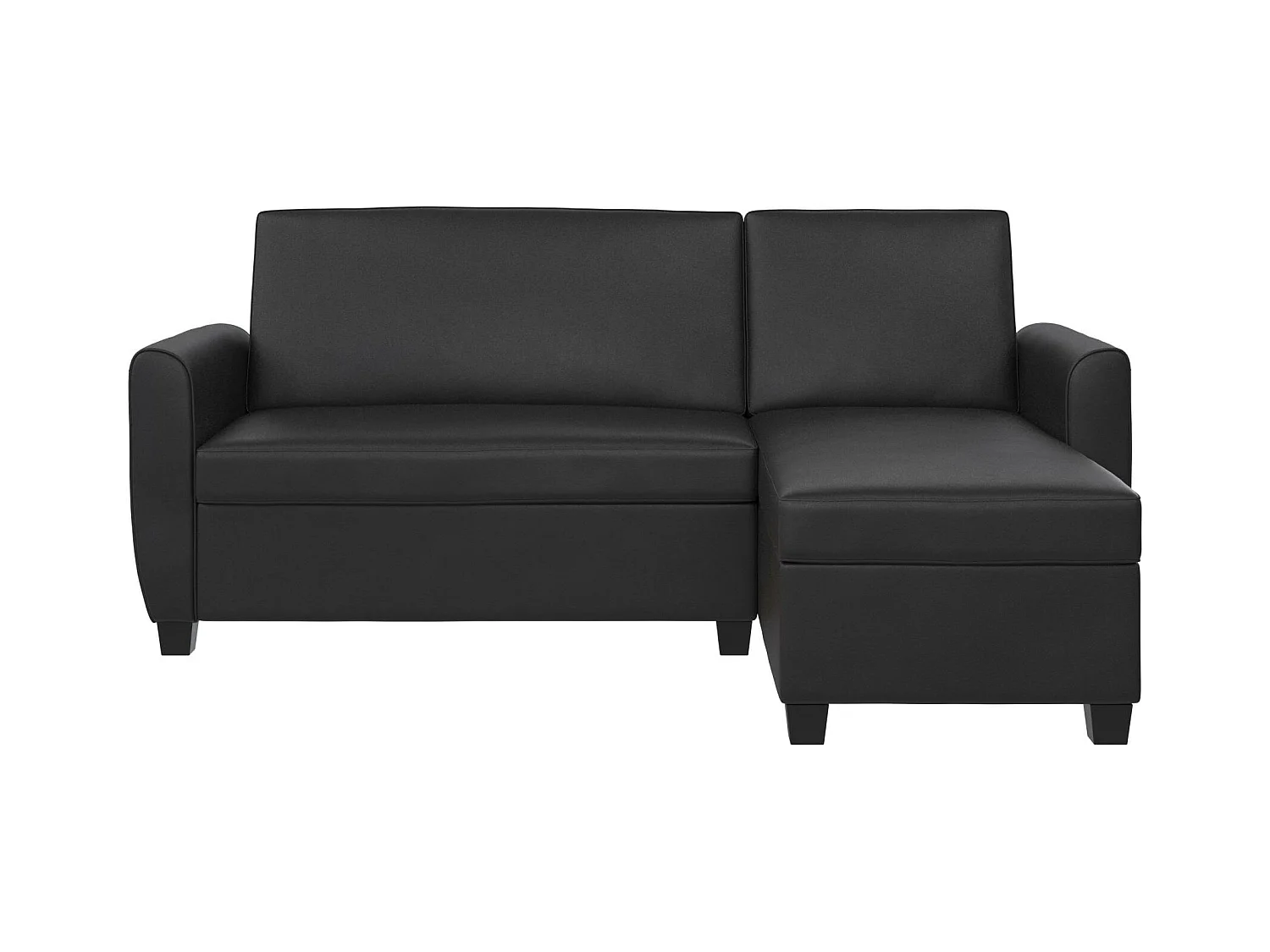 Noah | Canapé convertible 3 places avec chaise longue en simili cuir Noir