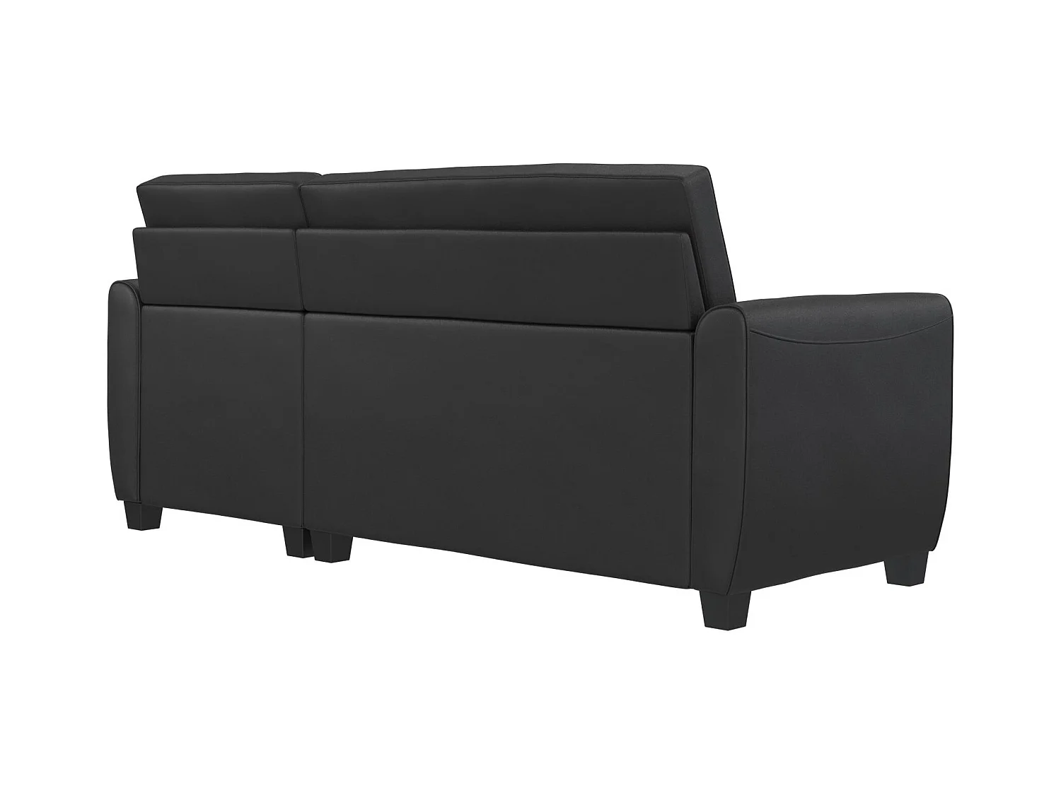 Noah | Canapé convertible 3 places avec chaise longue en simili cuir Noir