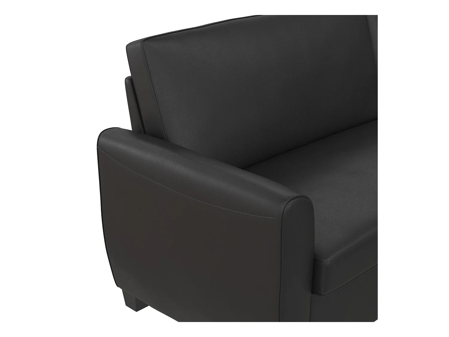 Noah | Canapé convertible 3 places avec chaise longue en simili cuir Noir