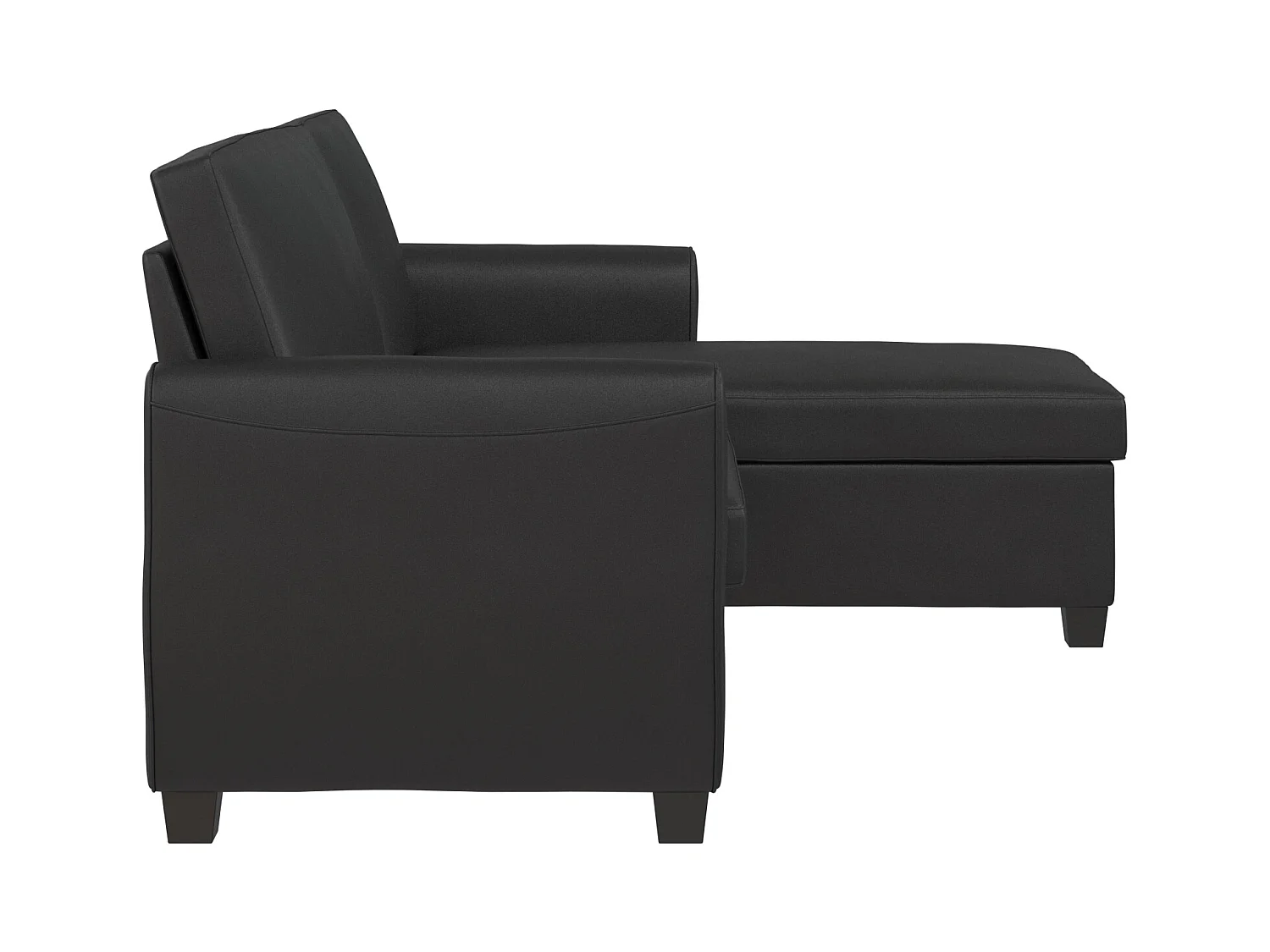 Noah | Canapé convertible 3 places avec chaise longue en simili cuir Noir