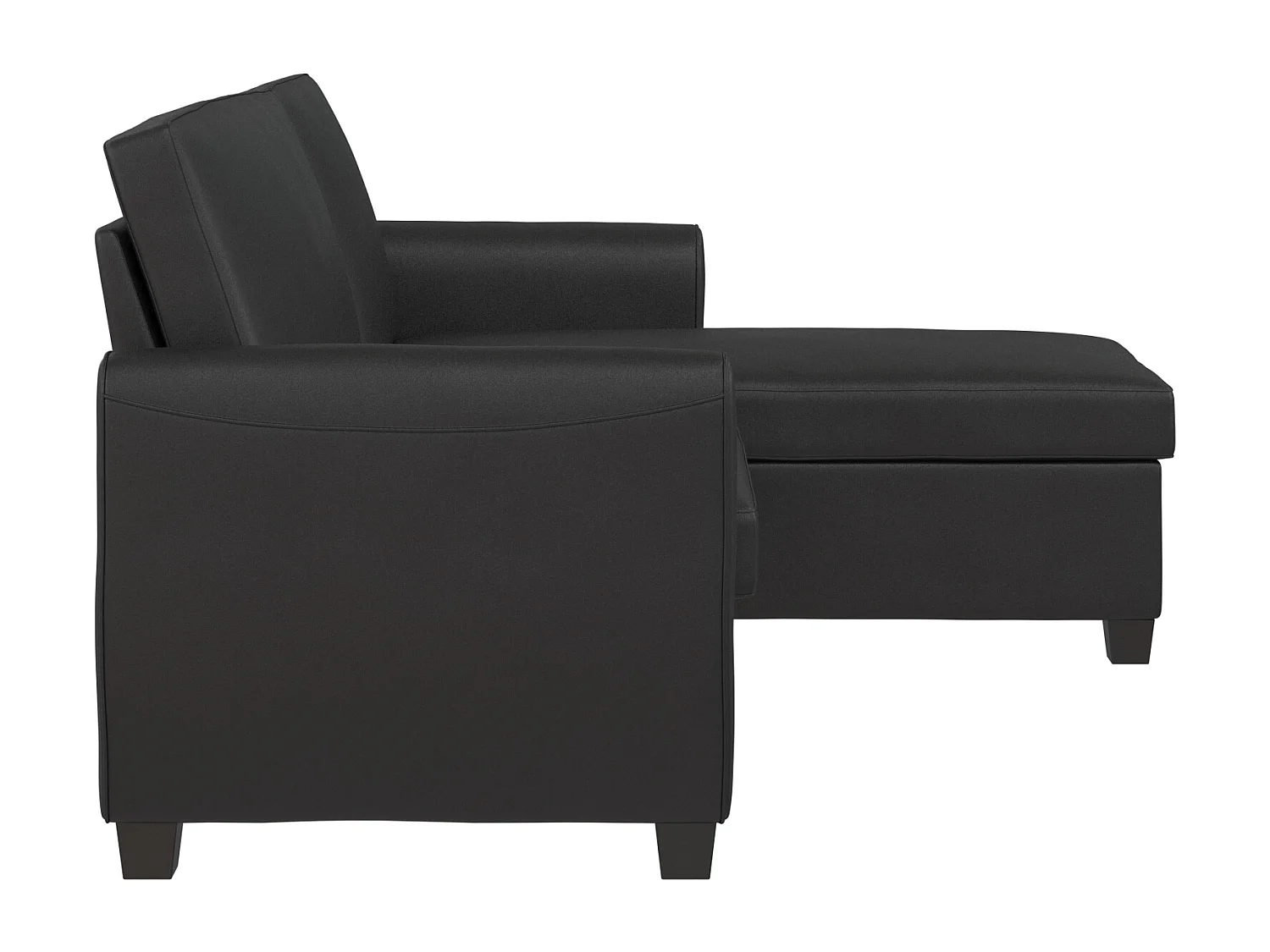 Divano letto 3 posti con chaise longue in ecopelle nero
