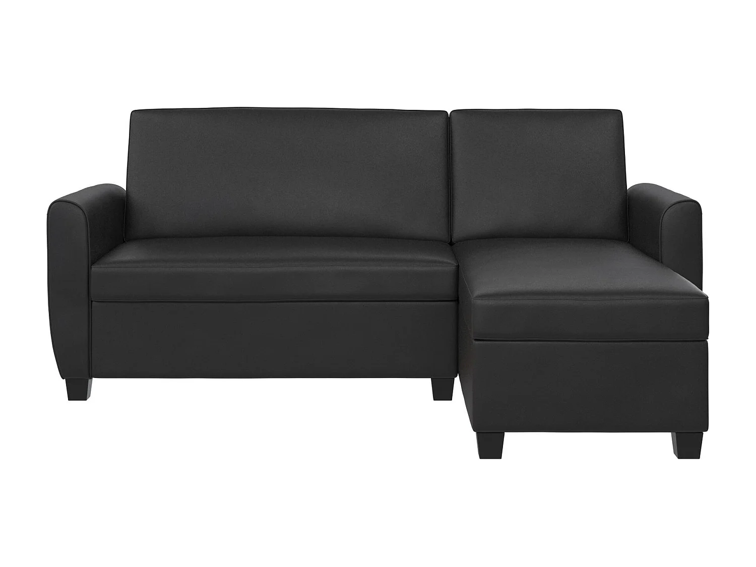 Noah | Canapé convertible 3 places avec chaise longue en simili cuir Noir