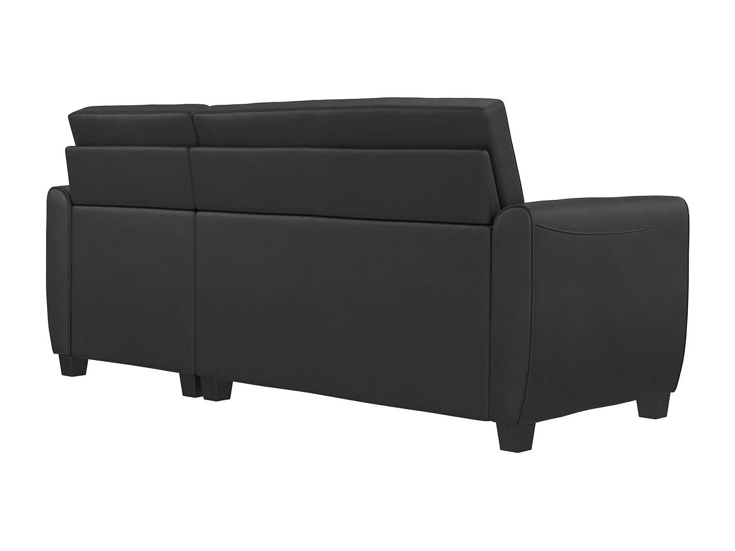 Noah | Canapé convertible 3 places avec chaise longue en simili cuir Noir
