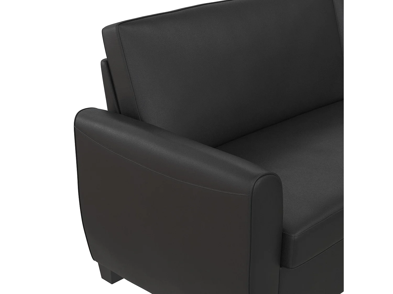 Noah | Canapé convertible 3 places avec chaise longue en simili cuir Noir