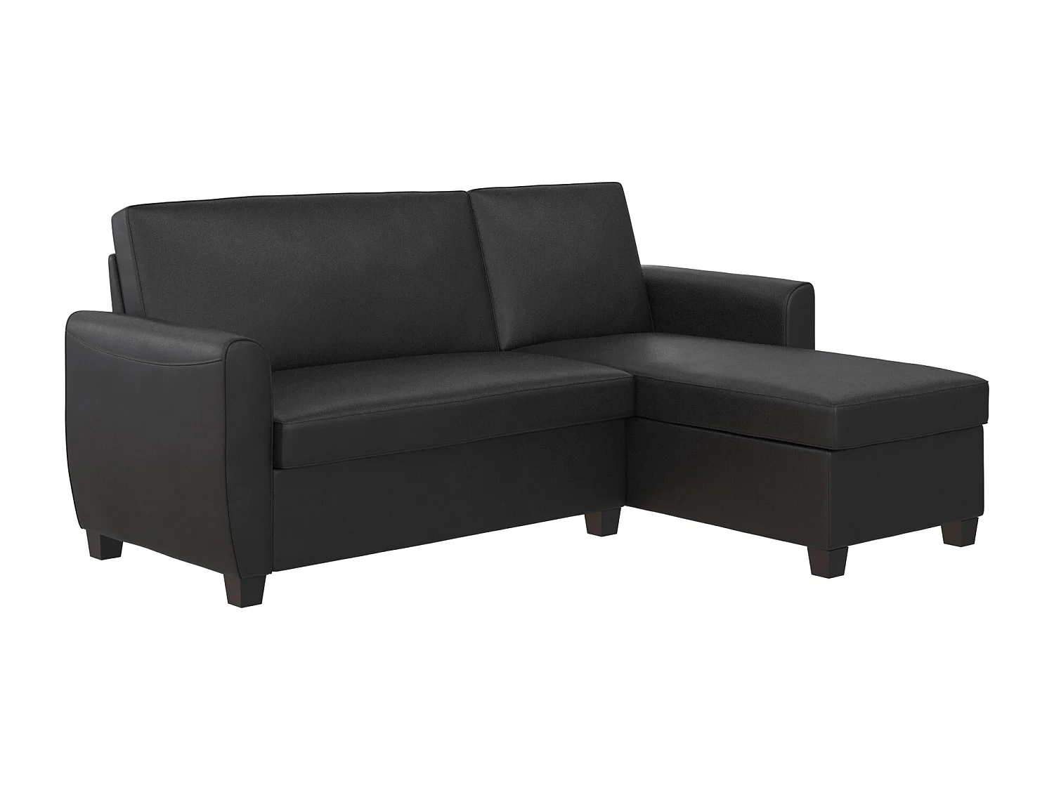 Noah | Canapé convertible 3 places avec chaise longue en simili cuir Noir