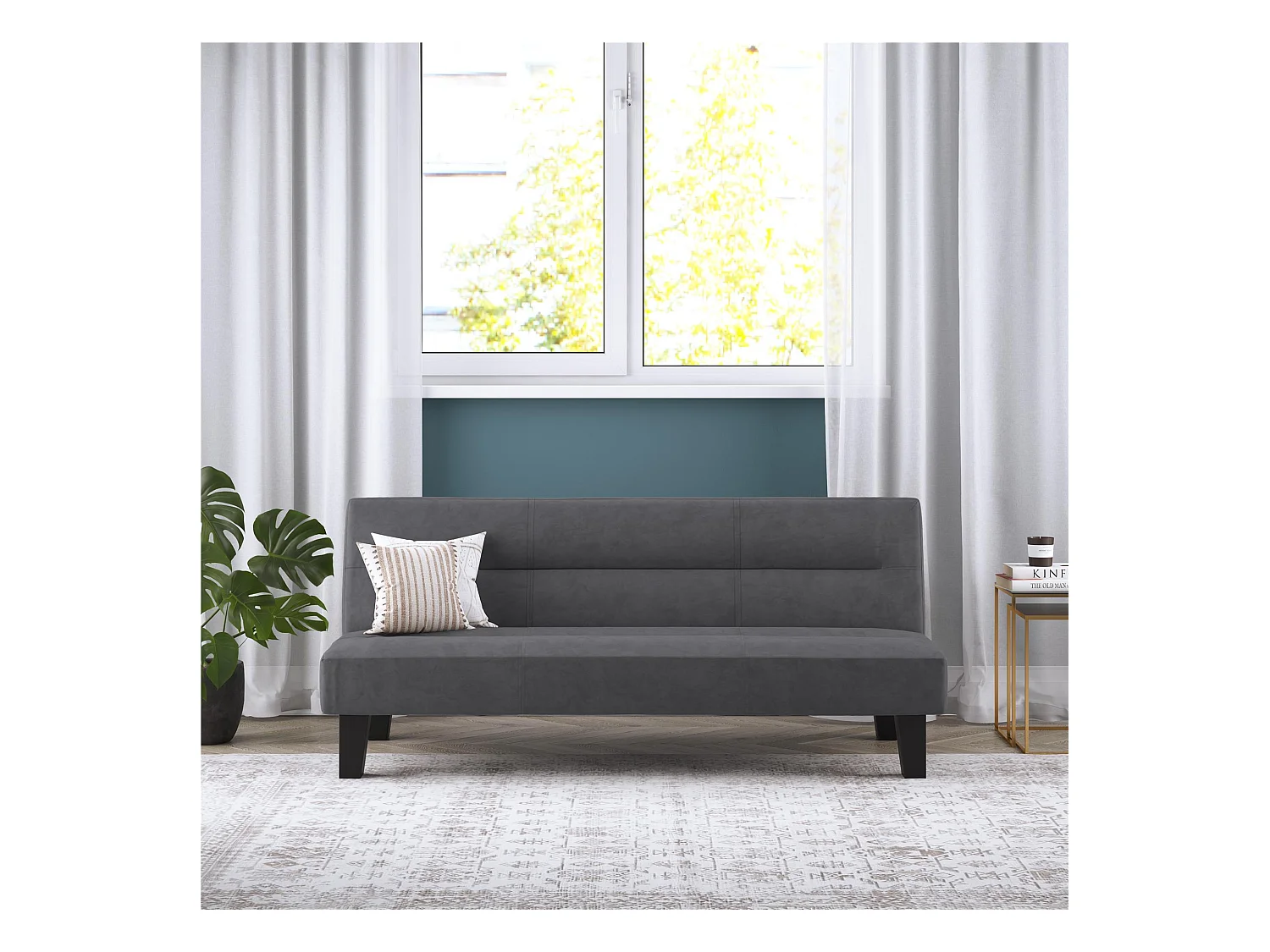 Kebo | Canapé-lit 3 places en microfibre gris