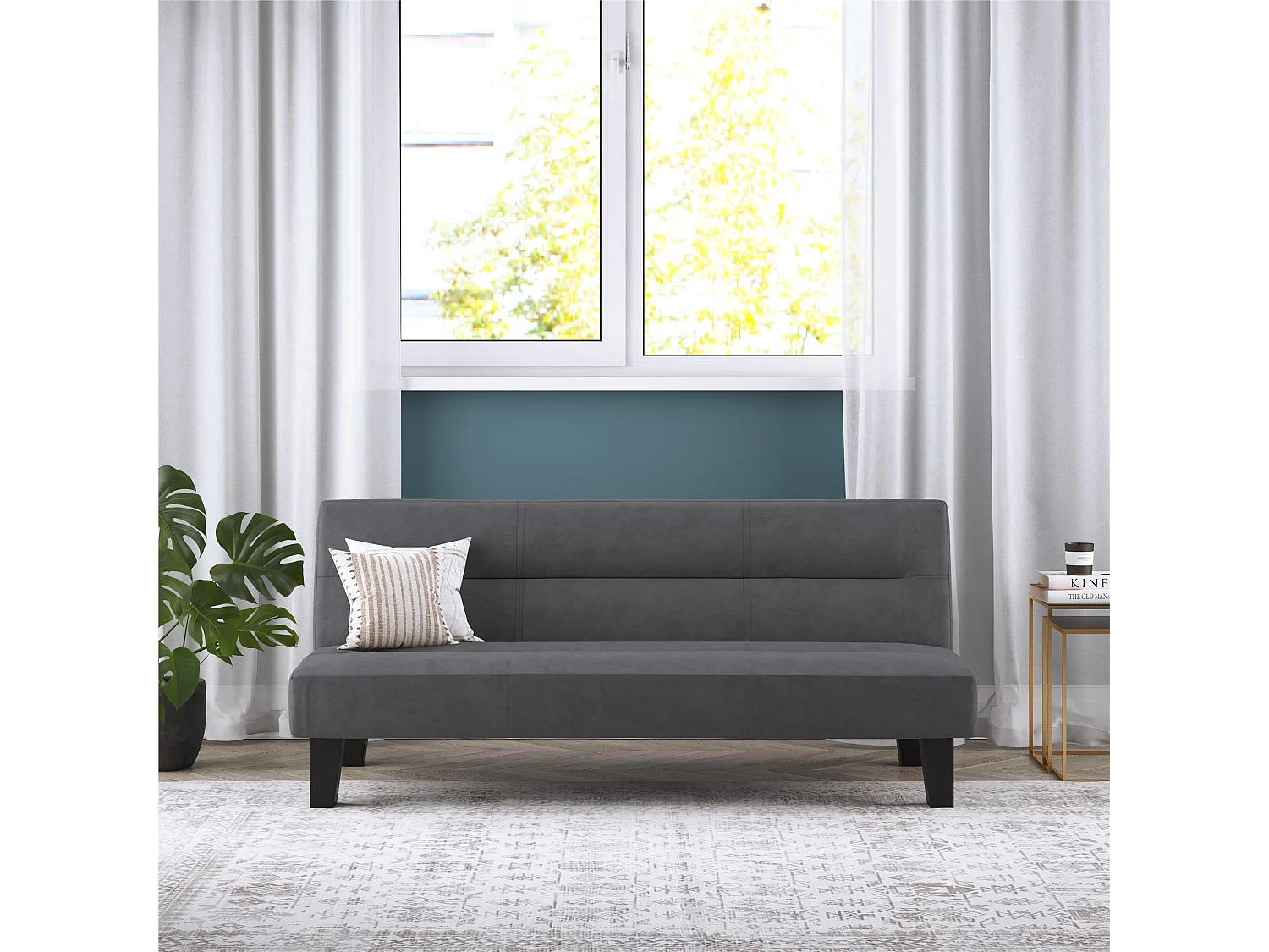 Kebo | Canapé-lit 3 places en microfibre gris