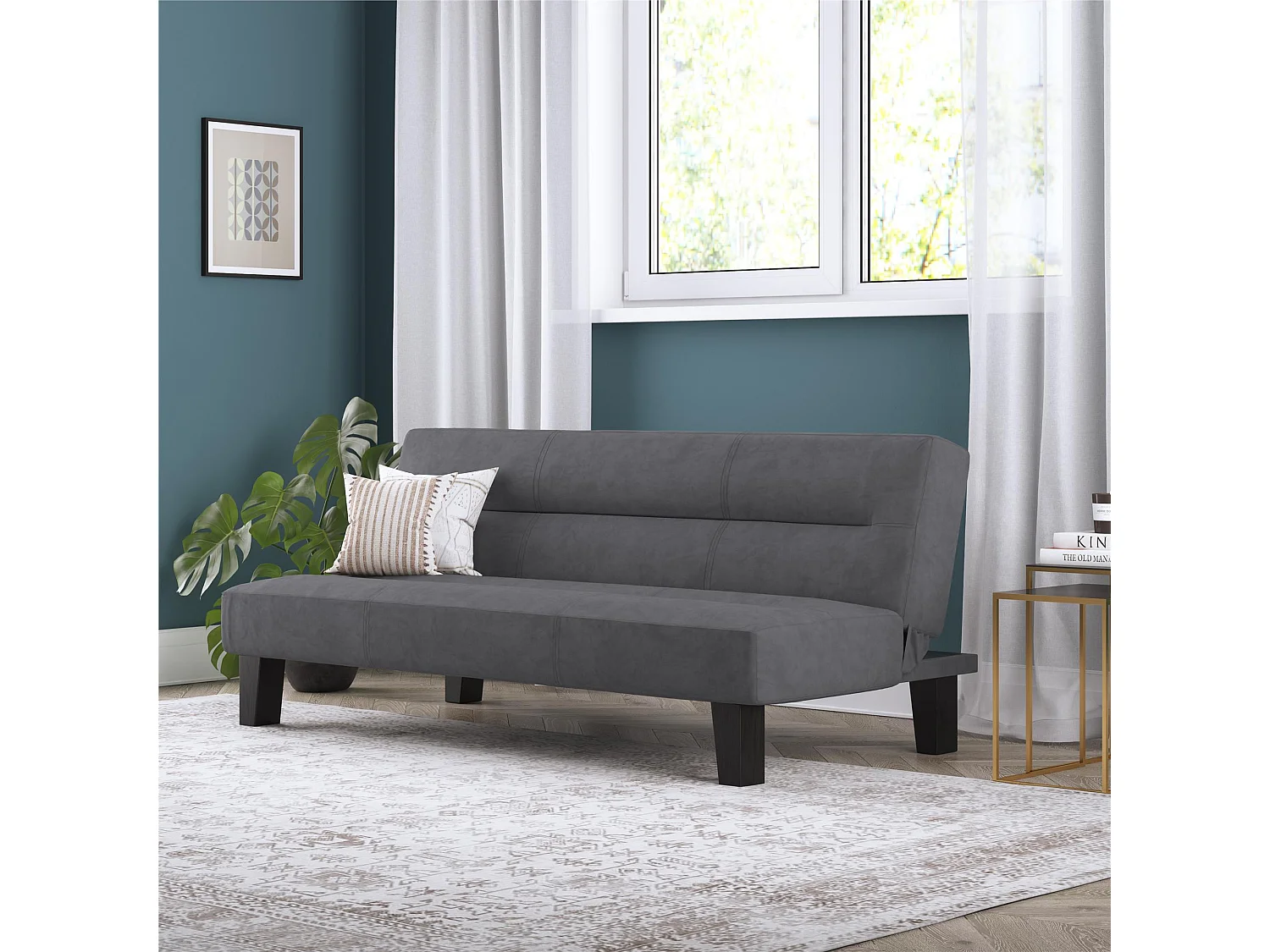 Kebo | Canapé-lit 3 places en microfibre gris