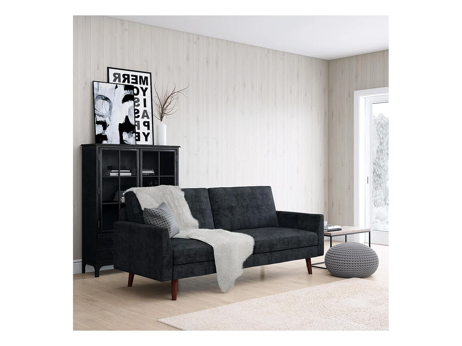 Jules | Canapé-lit 3 places en gris velours