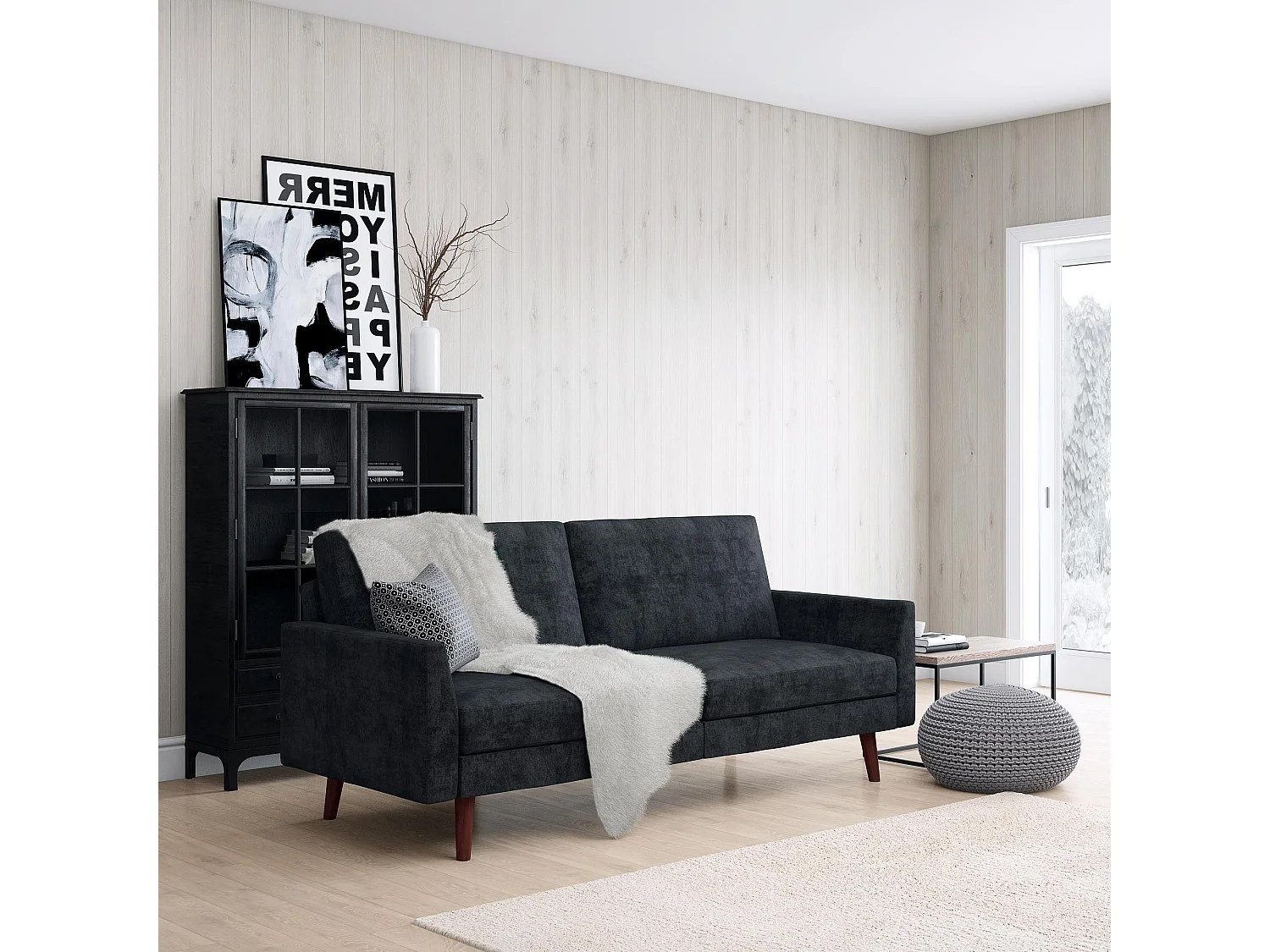 Jules | Canapé-lit 3 places en gris velours