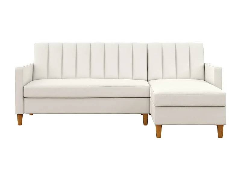 Sofa Cama 3 Plazas con Chaise Lounge en Imitacion Piel Blanco