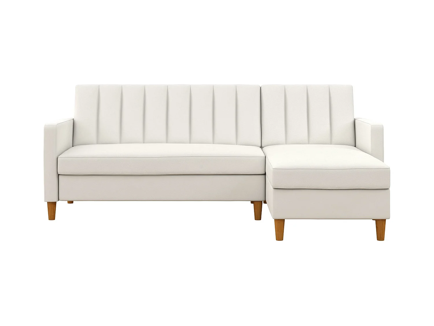 Celine | Canapé-lit 3 places et chaise longue en simili cuir blanc