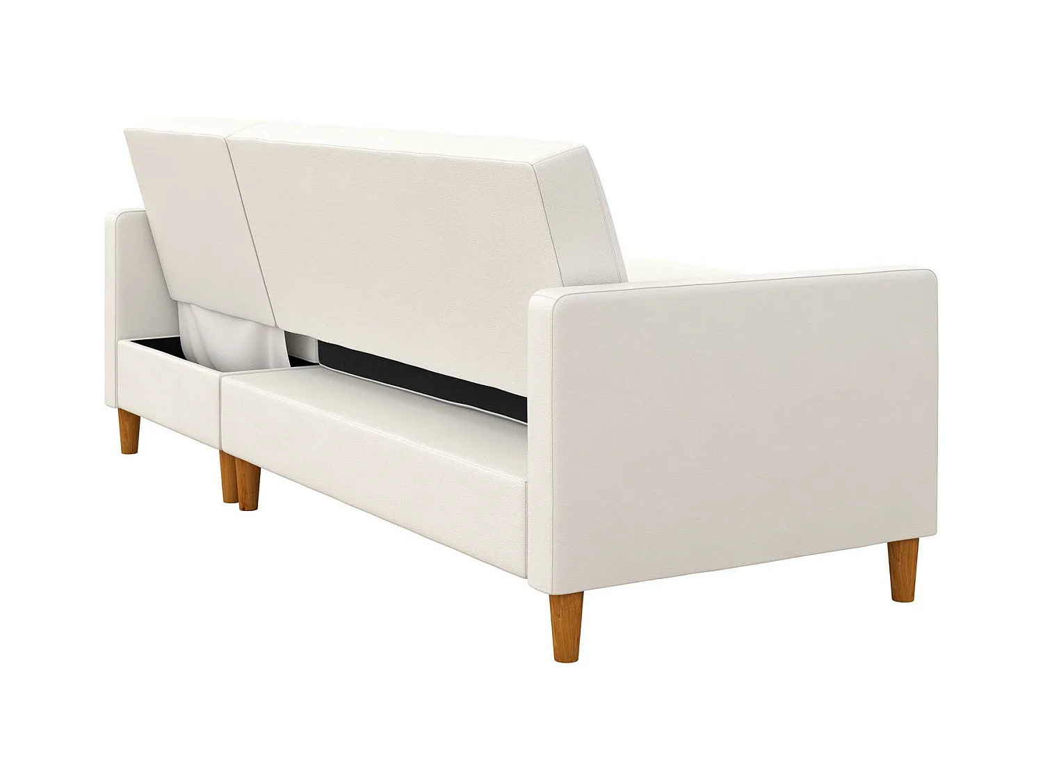 Celine | Canapé-lit 3 places et chaise longue en simili cuir blanc