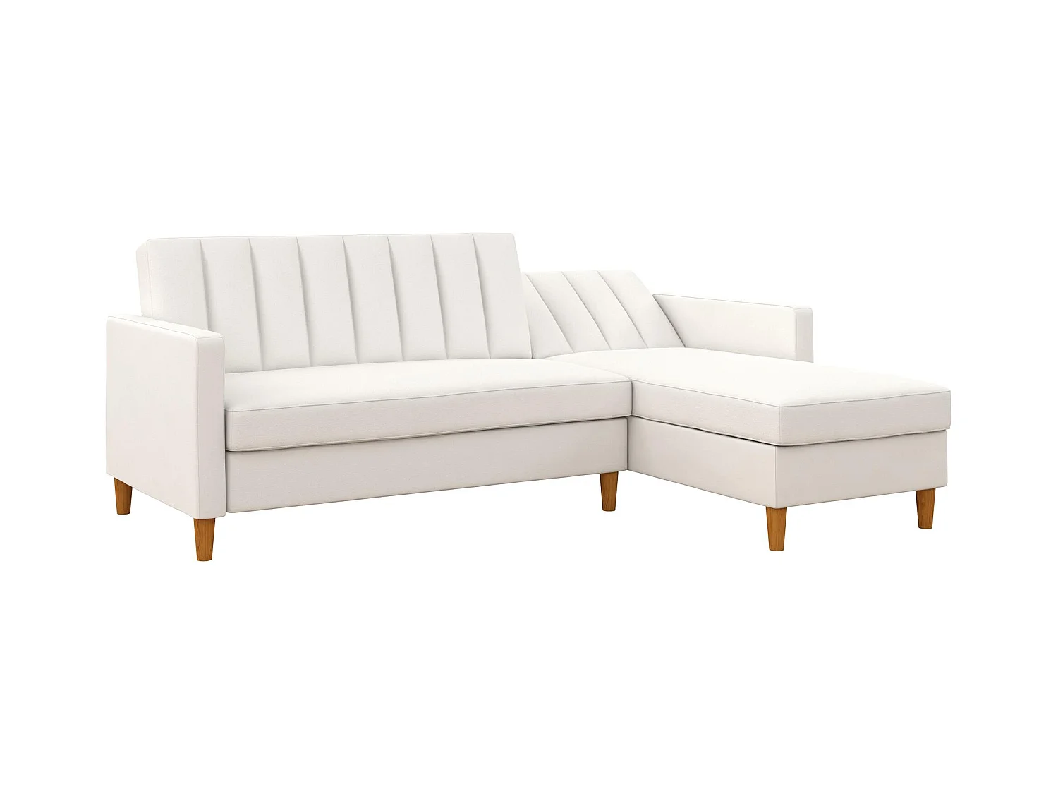 Celine | Canapé-lit 3 places et chaise longue en simili cuir blanc
