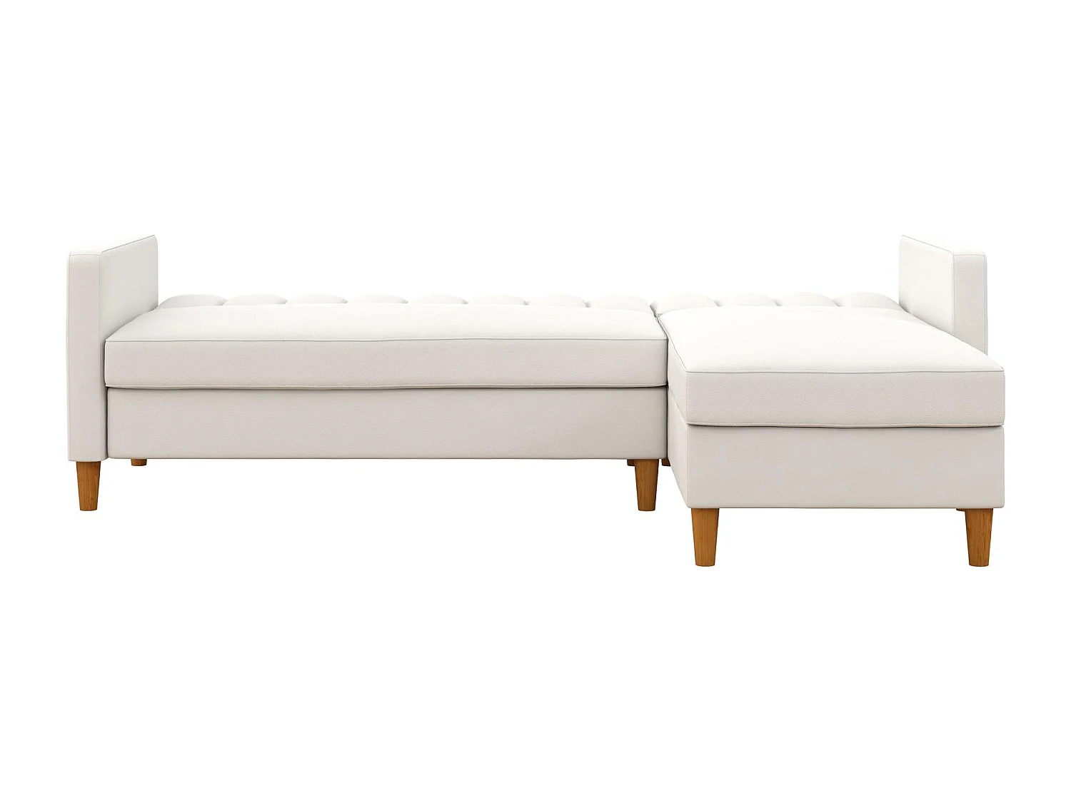 Sofa Cama 3 Plazas con Chaise Lounge en Imitacion Piel Blanco