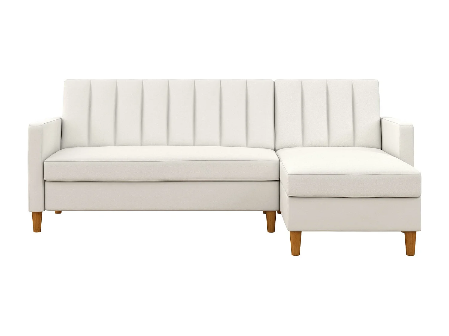 Sofa Cama 3 Plazas con Chaise Lounge en Imitacion Piel Blanco