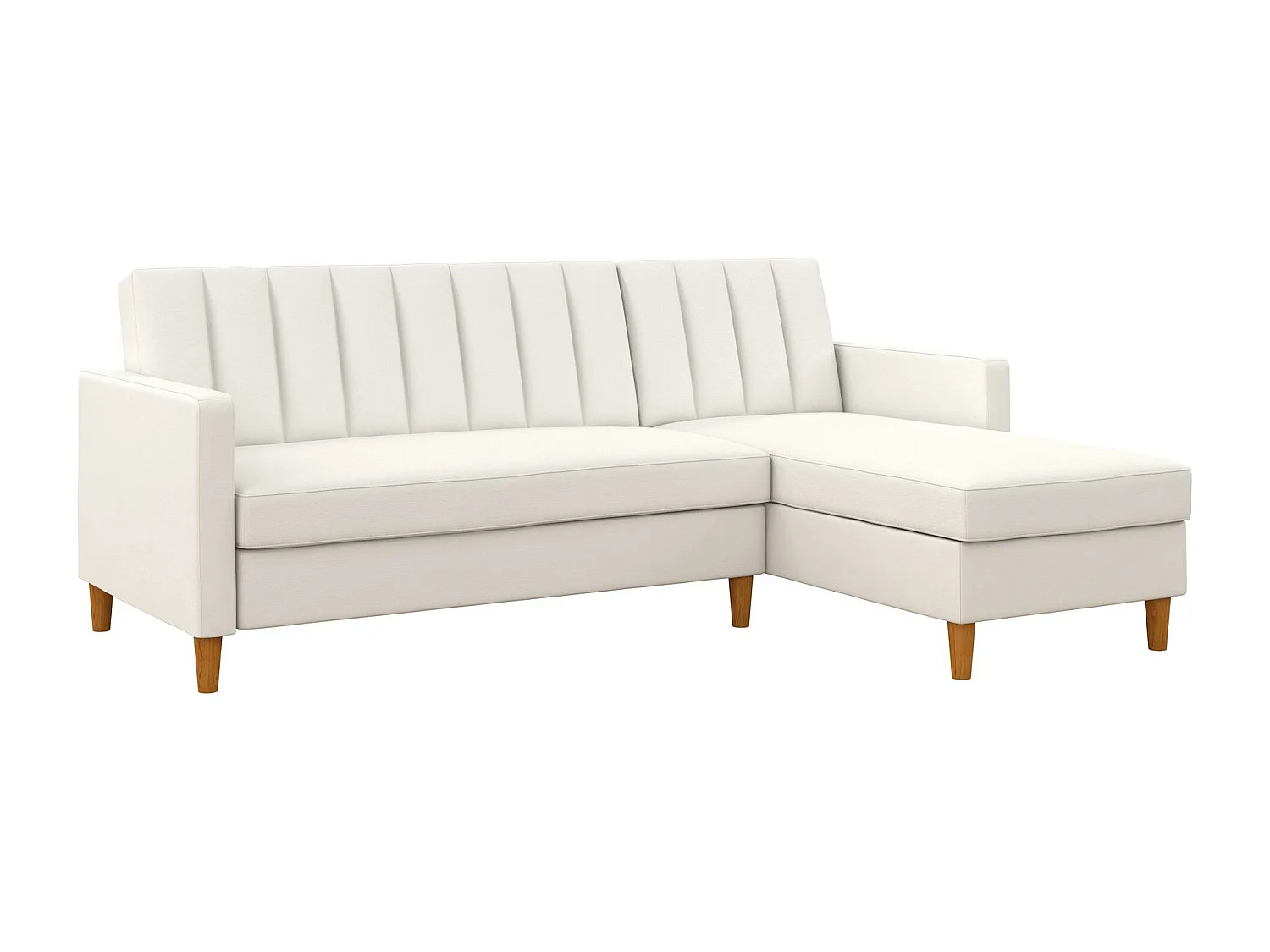Sofa Cama 3 Plazas con Chaise Lounge en Imitacion Piel Blanco