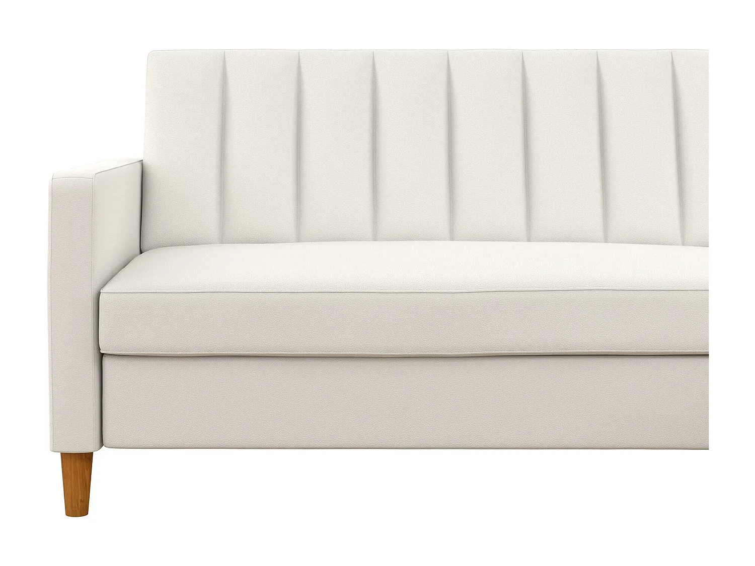 Sofa Cama 3 Plazas con Chaise Lounge en Imitacion Piel Blanco