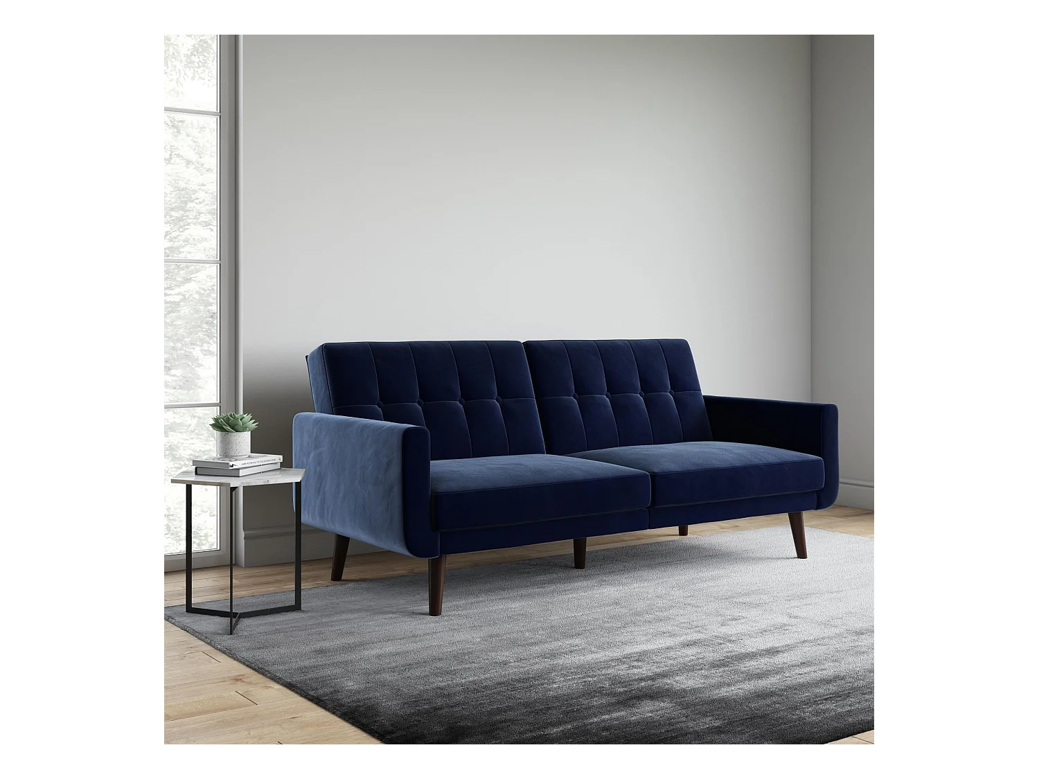 Nola | Canapé-lit 3 places en bleu velours