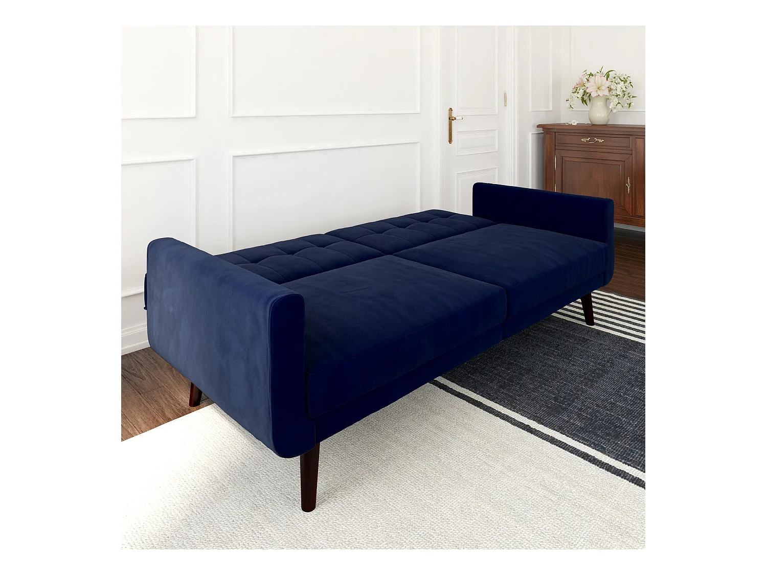 Nola | Canapé-lit 3 places en bleu velours