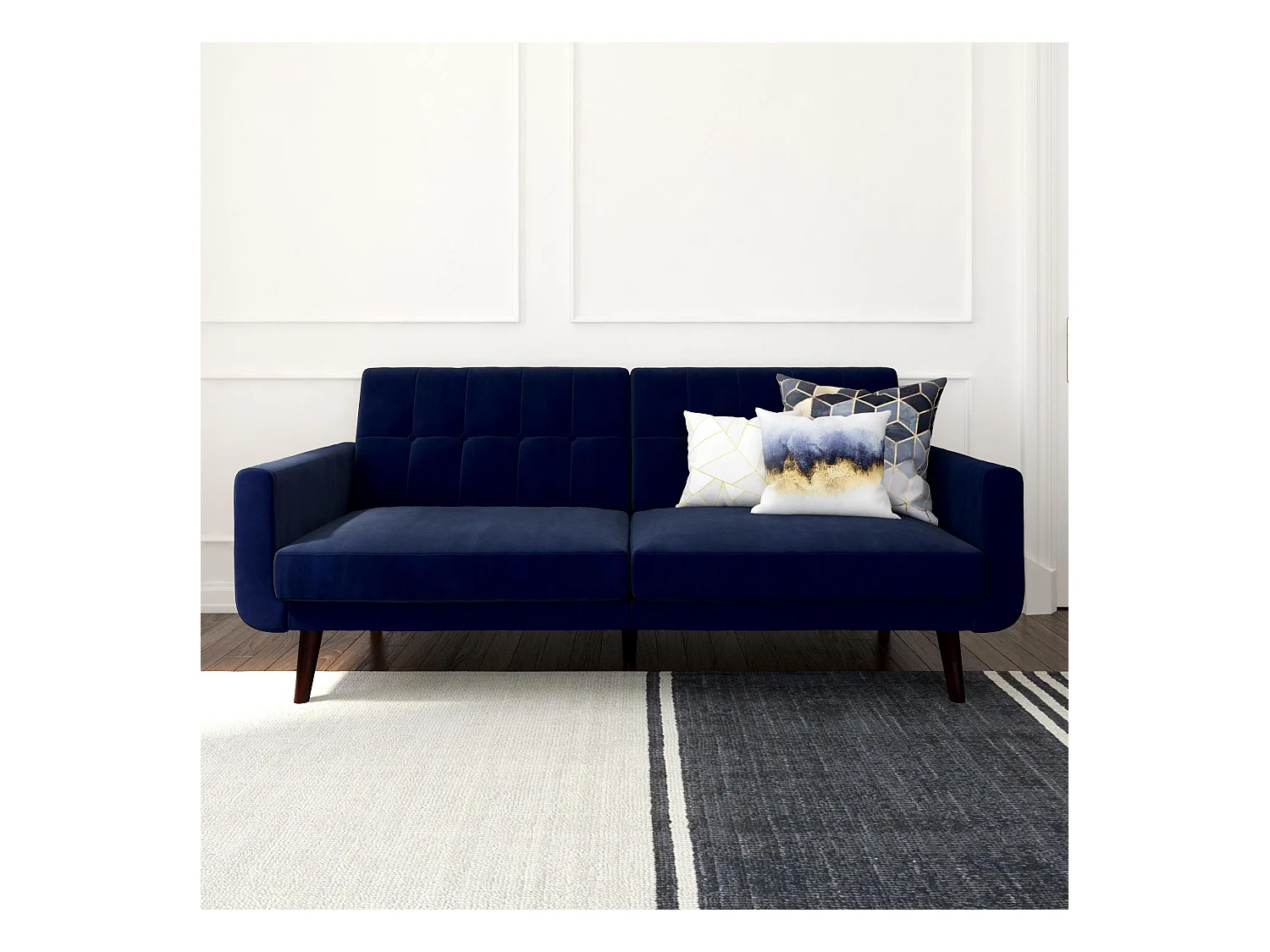 Nola | Canapé-lit 3 places en bleu velours