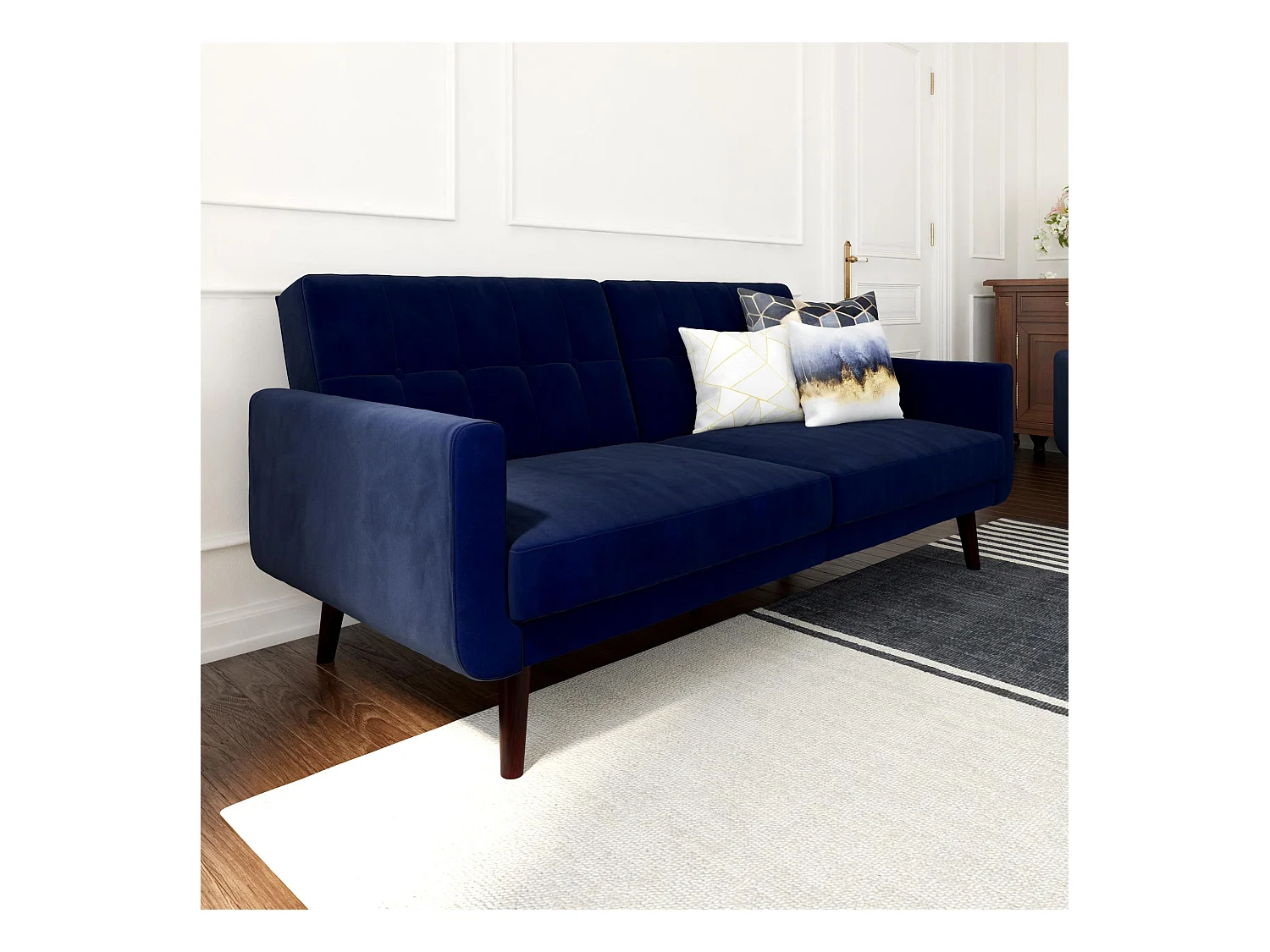 Nola | Canapé-lit 3 places en bleu velours