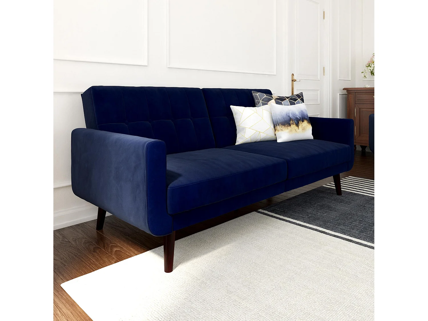 Nola | Canapé-lit 3 places en bleu velours