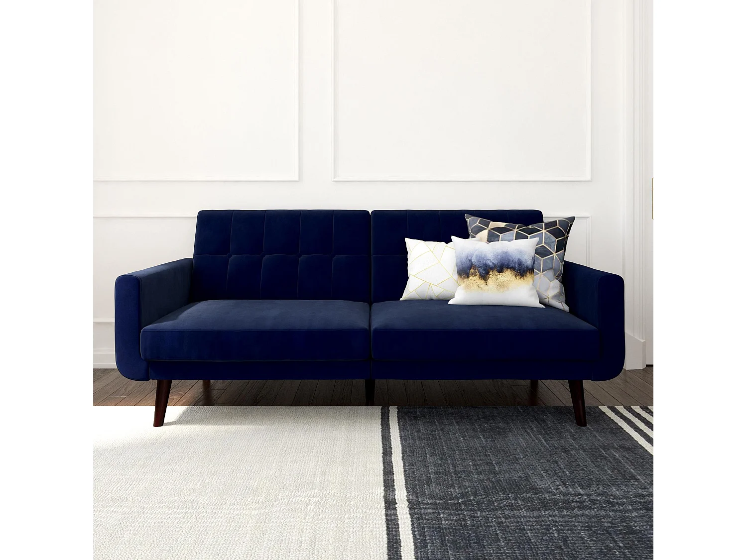 Nola | Canapé-lit 3 places en bleu velours