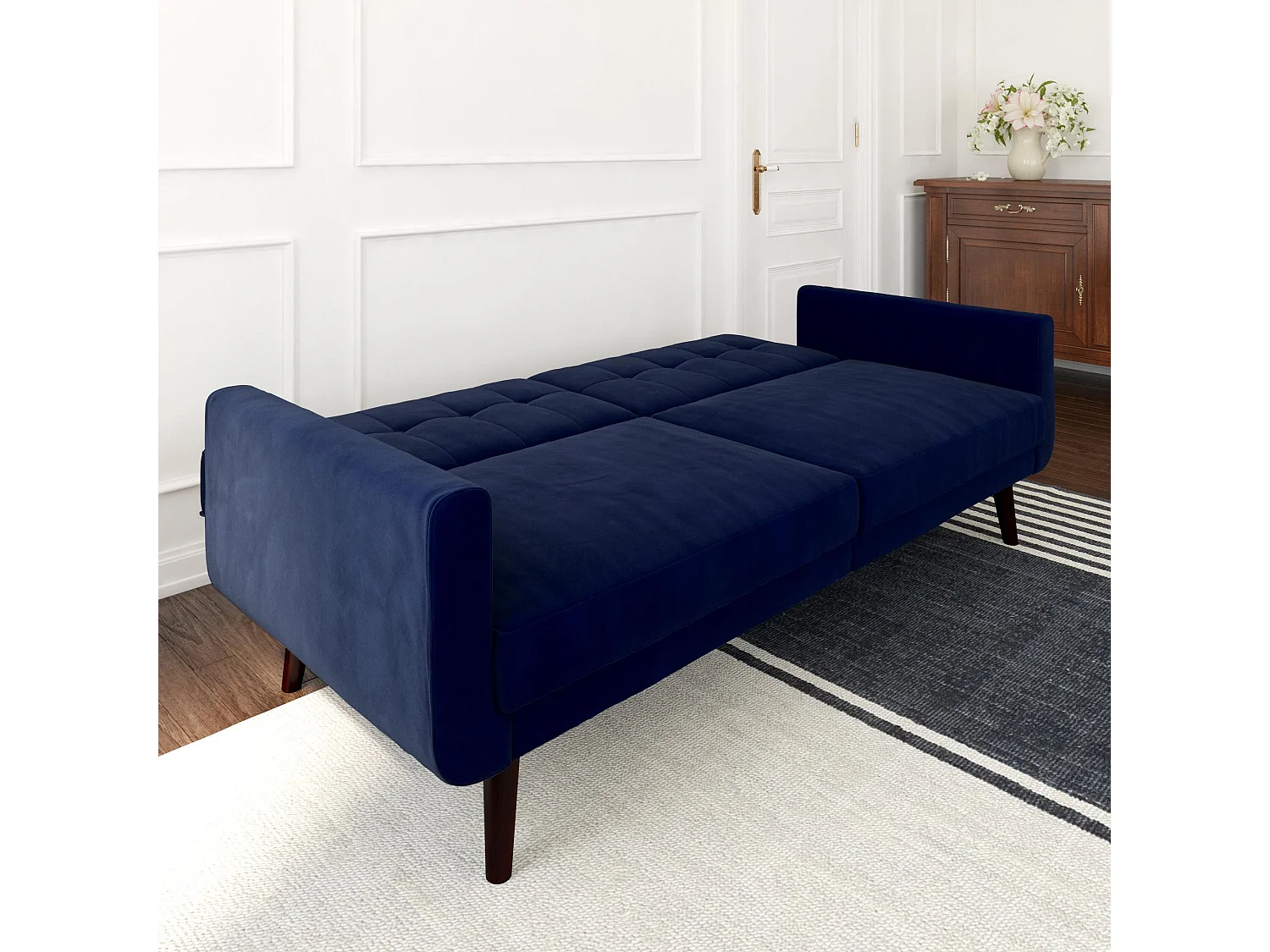 Nola | Canapé-lit 3 places en bleu velours