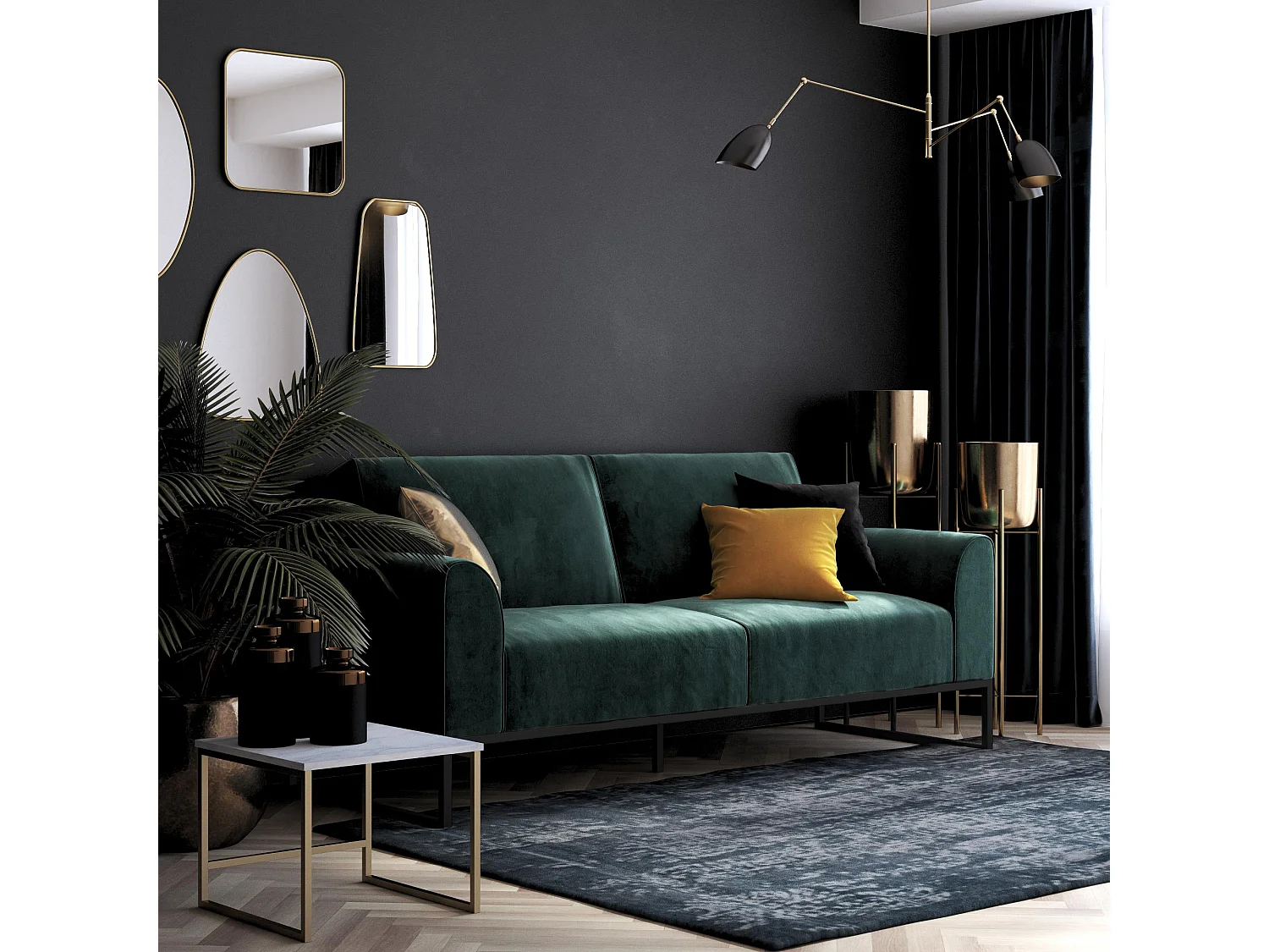 Adley | Canapé-lit 2 places en vert velours