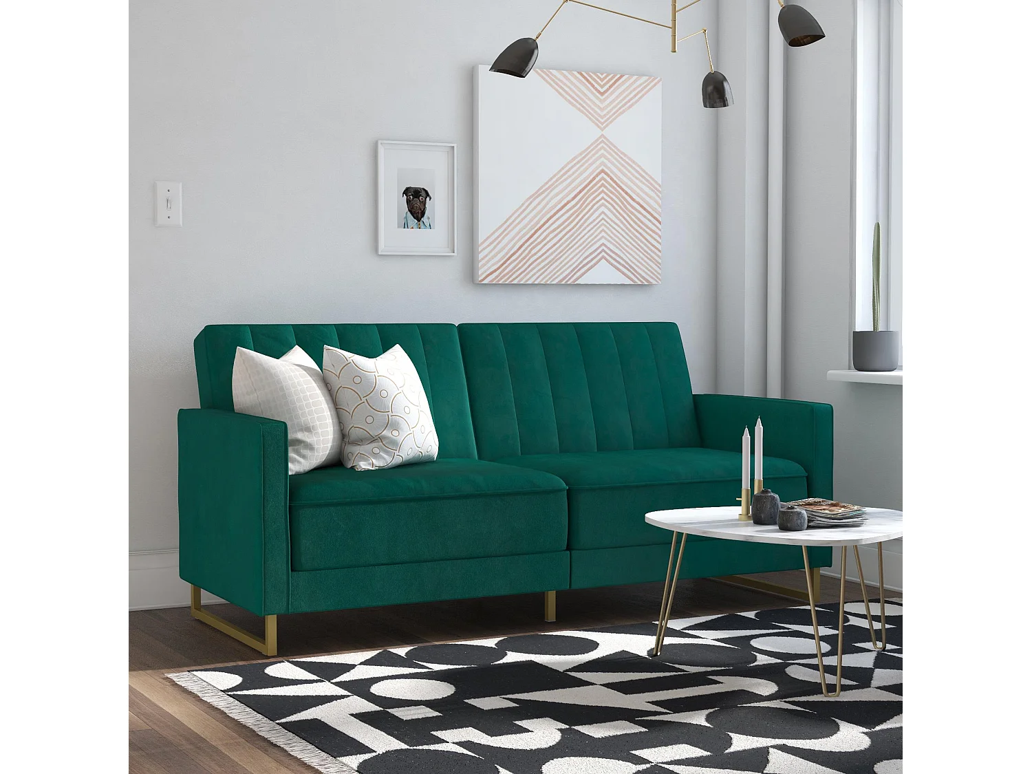 Skylar | Canapé lit 3 places en velours Vert