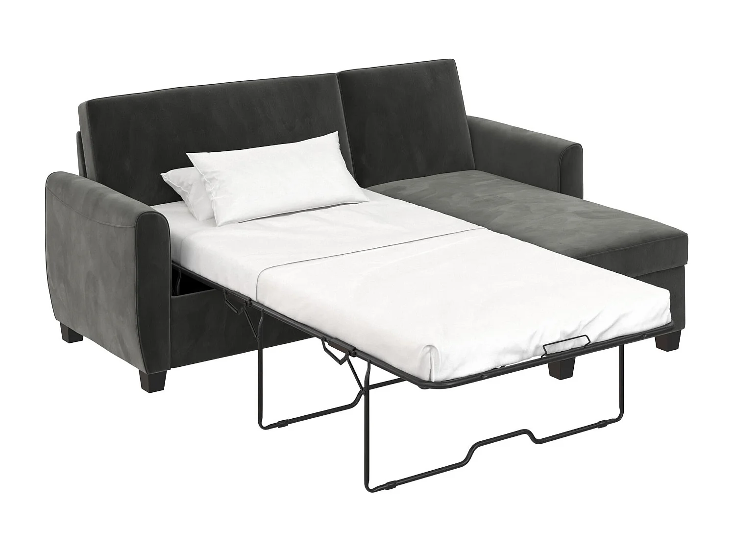 Noah | Canapé-lit 3 places avec chaise longue en gris velours