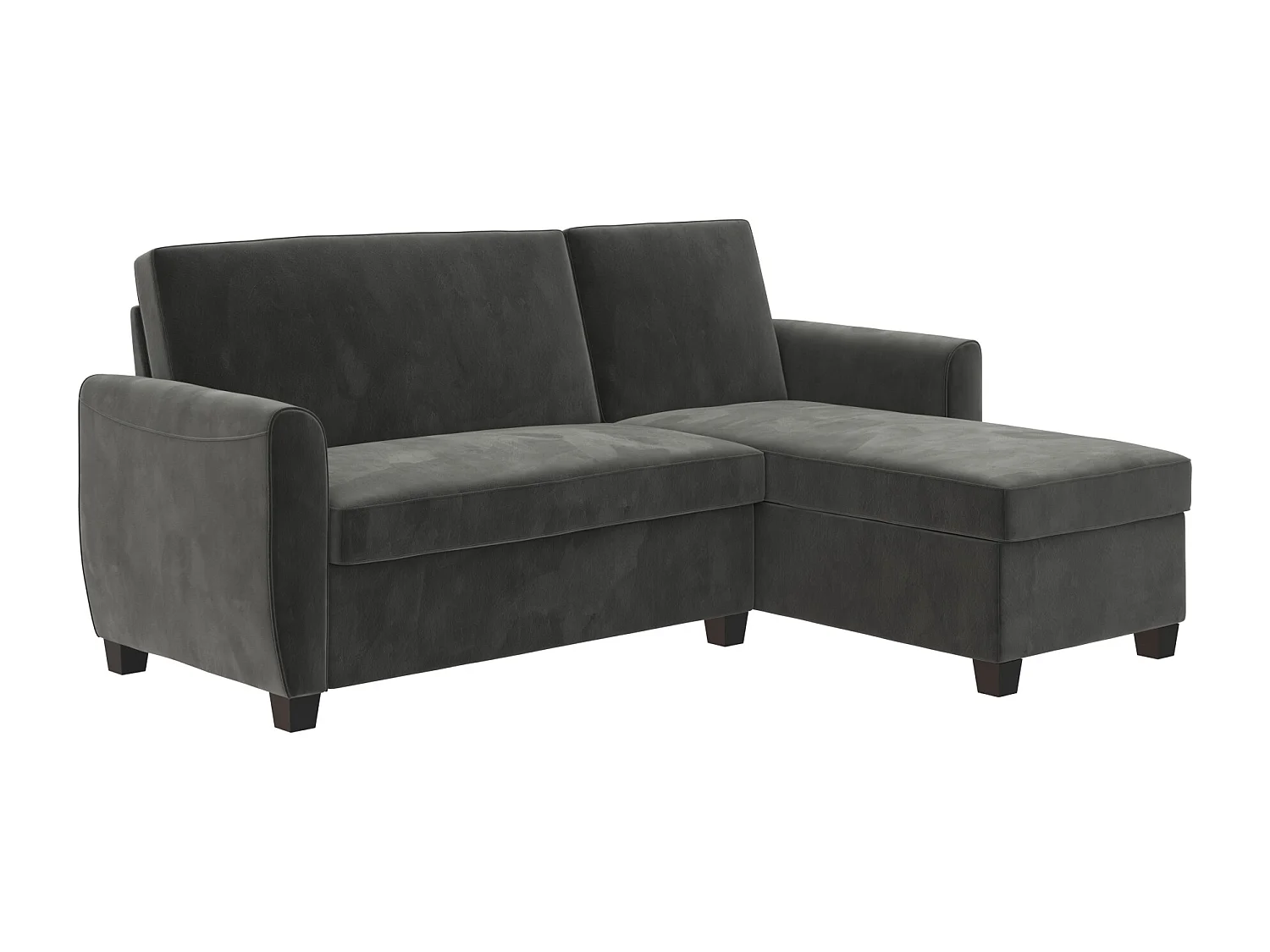 Noah | Canapé-lit 3 places avec chaise longue en gris velours