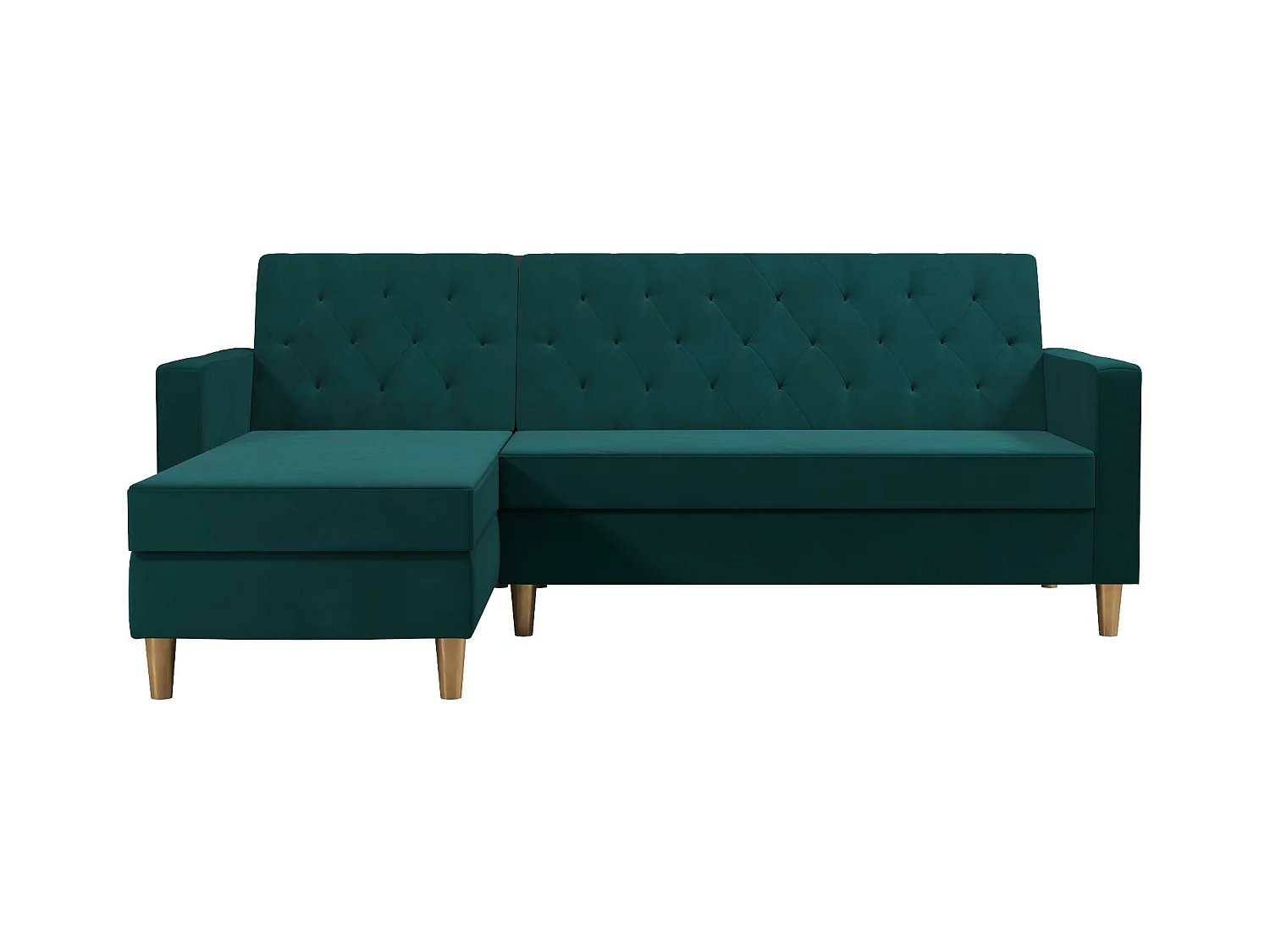 Slaapbank 3 zitplaatsen met chaise lounge in Chenille groen