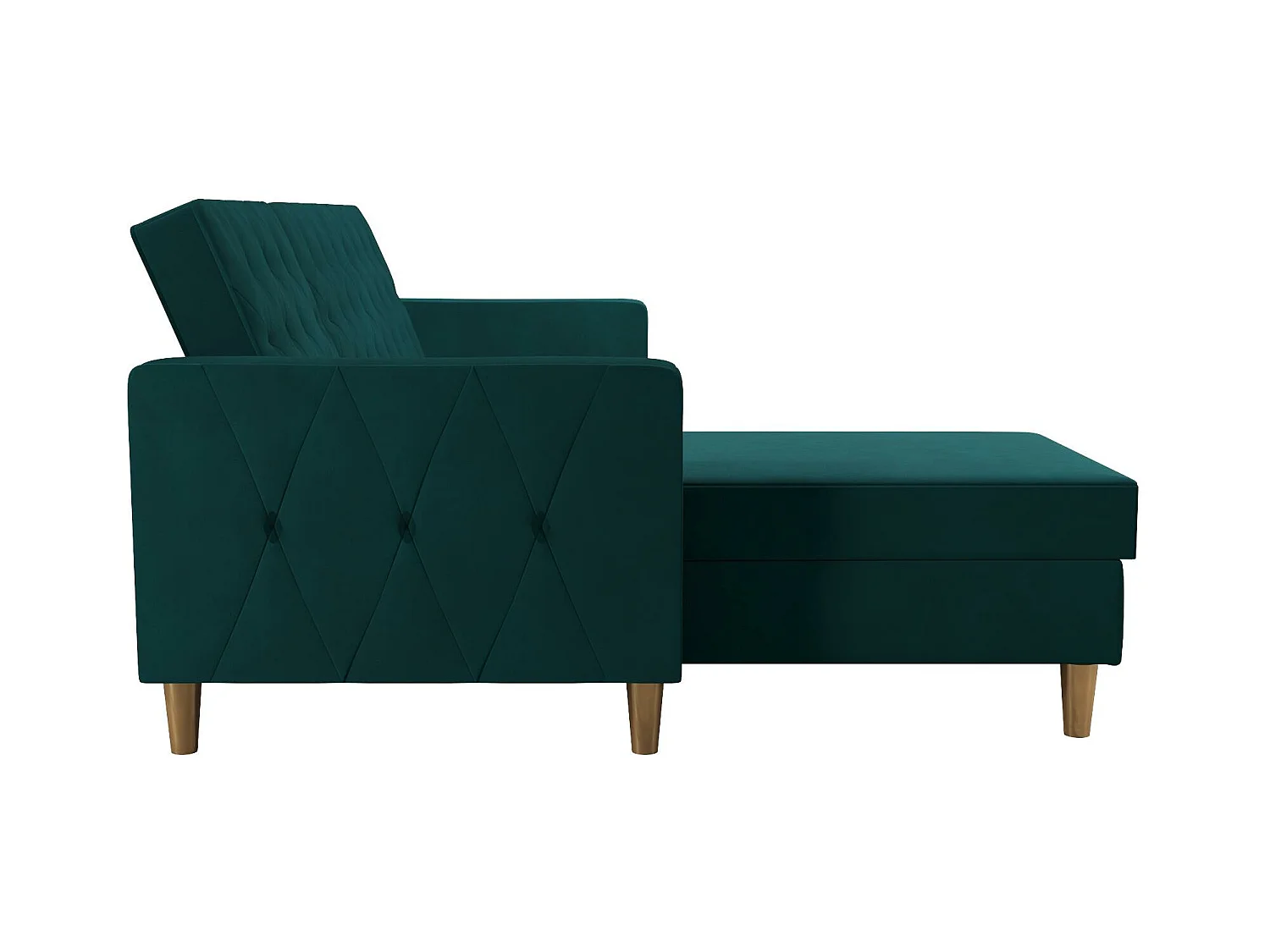Slaapbank 3 zitplaatsen met chaise lounge in Chenille groen