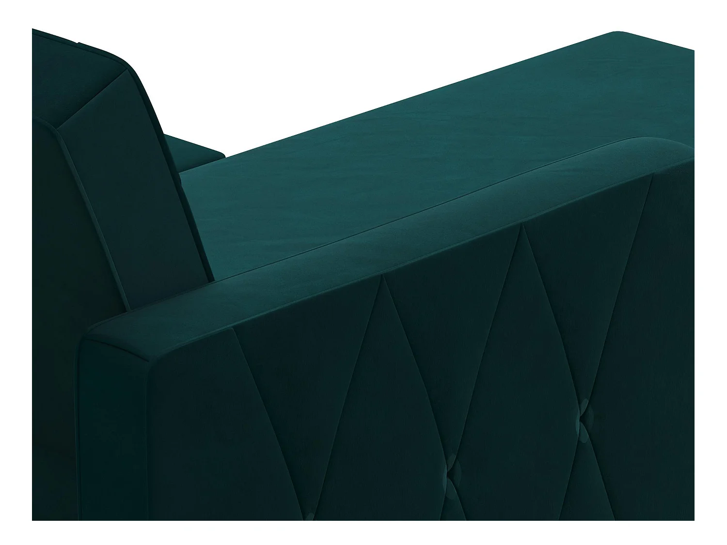 Slaapbank 3 zitplaatsen met chaise lounge in Chenille groen