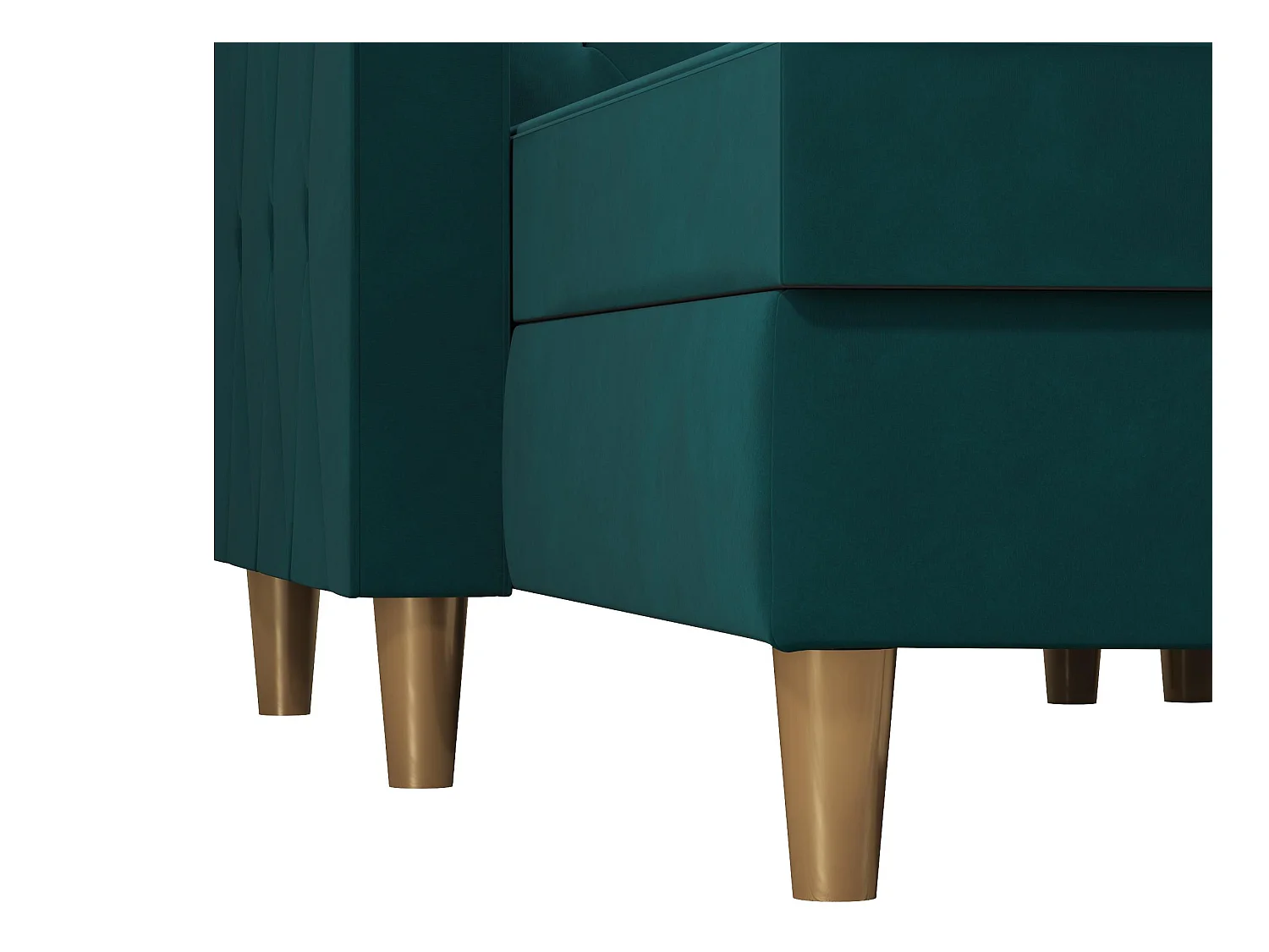 Slaapbank 3 zitplaatsen met chaise lounge in Chenille groen