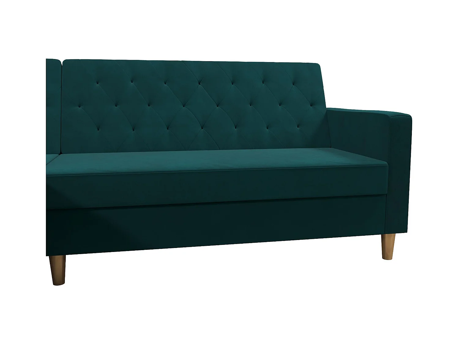 Slaapbank 3 zitplaatsen met chaise lounge in Chenille groen