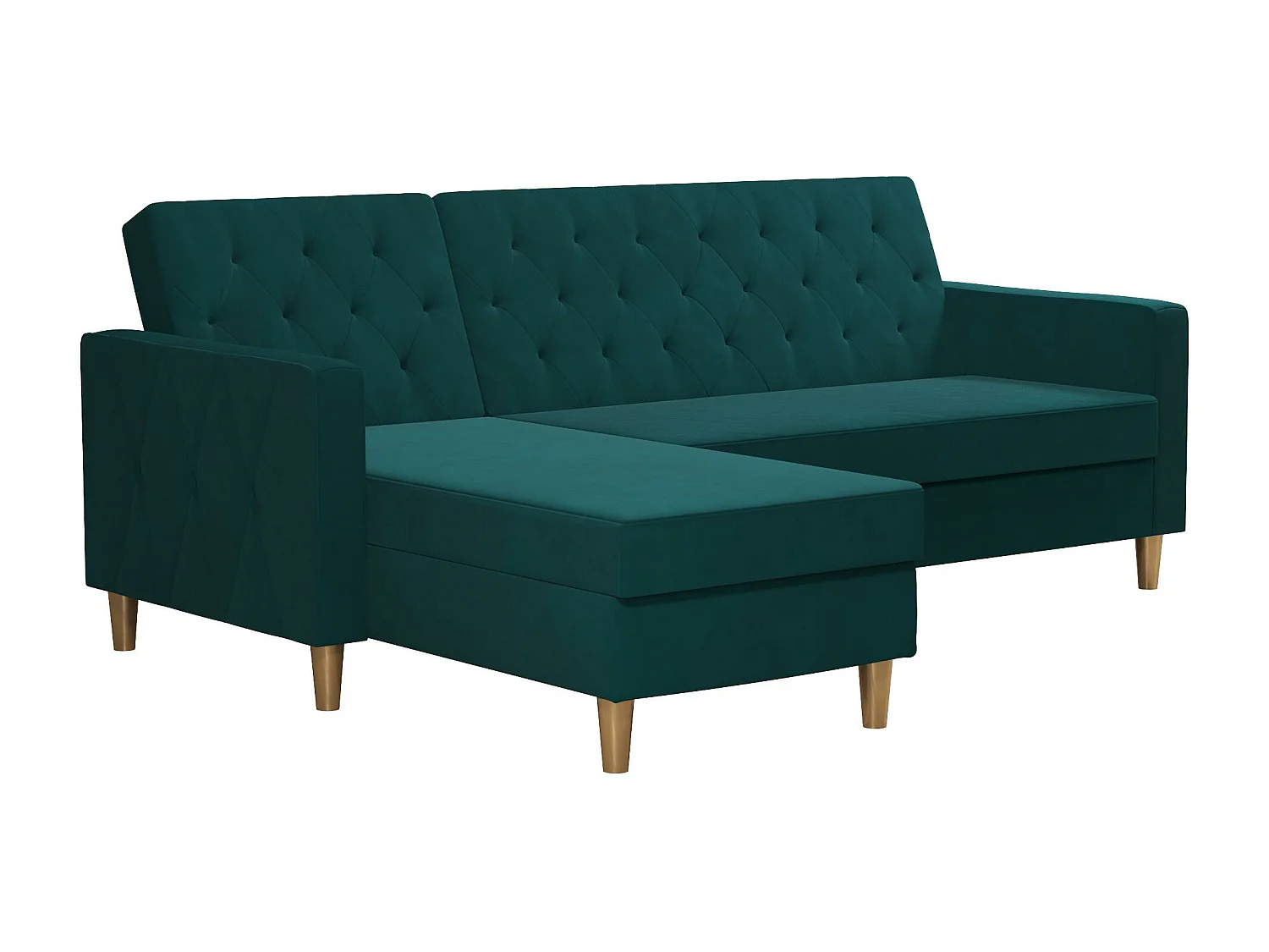 Liberty | Canapé-lit 3 places avec chaise longue en tissu vert