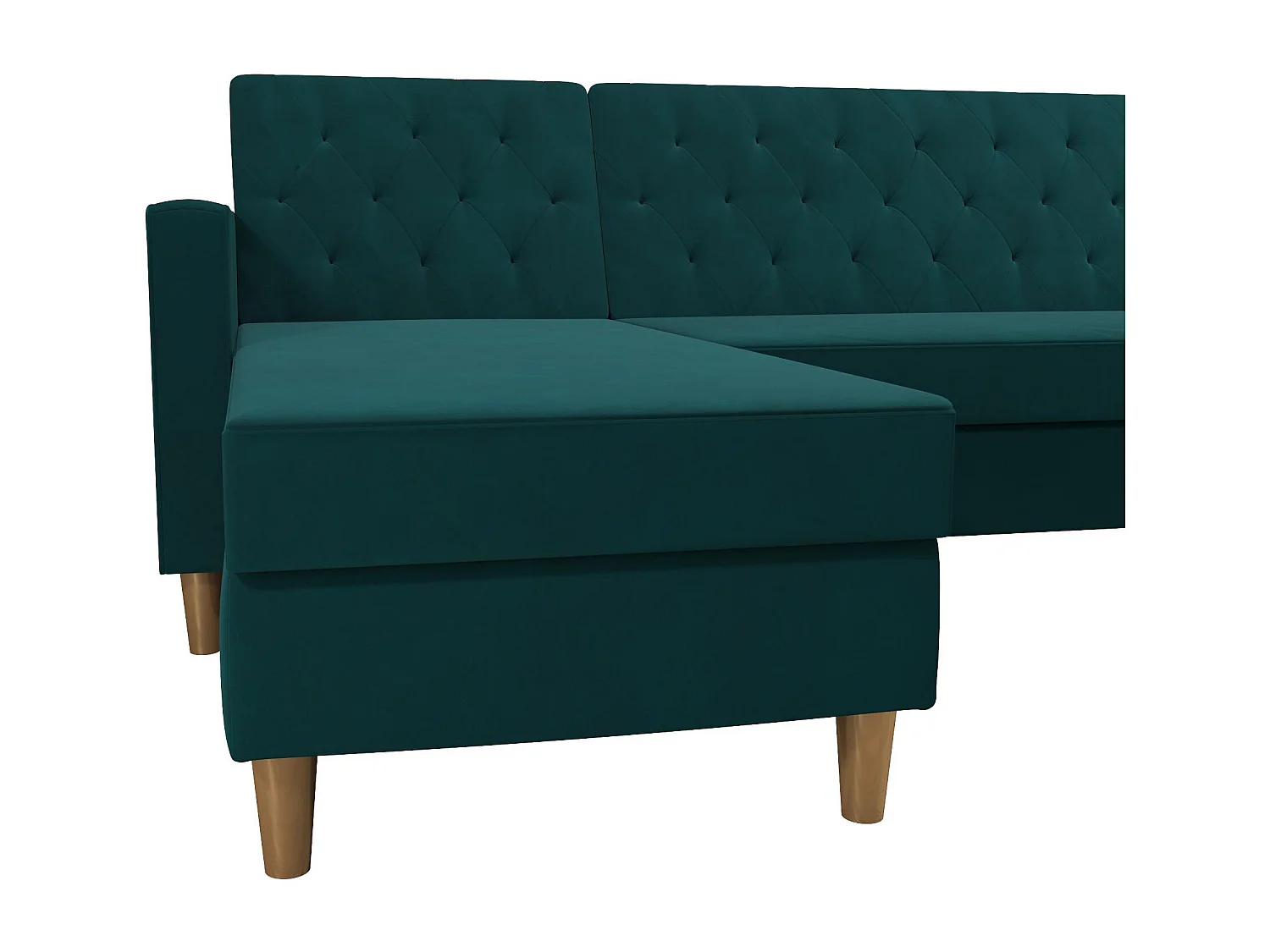 Liberty | Canapé-lit 3 places avec chaise longue en tissu vert