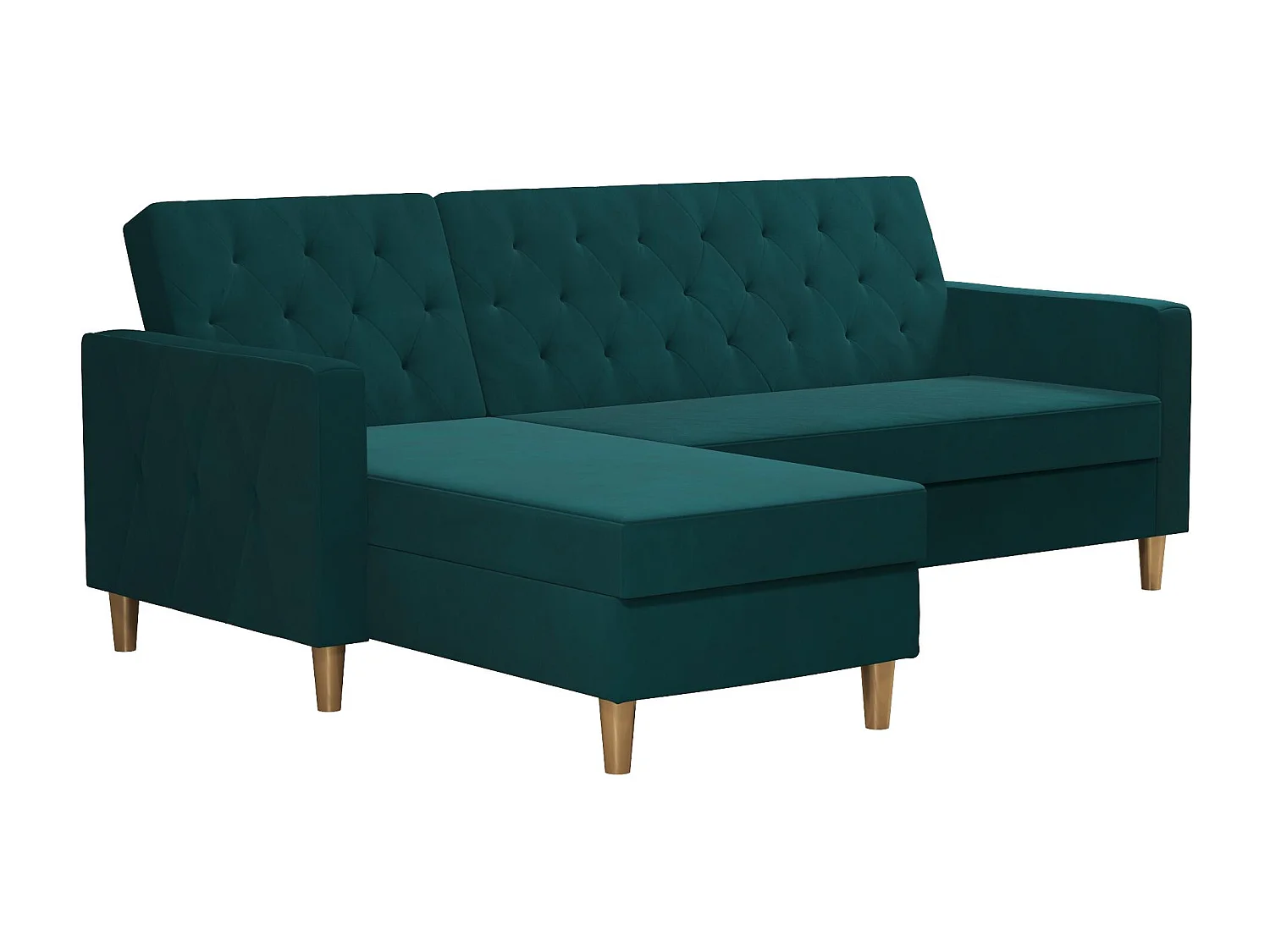 Schlafsofa 3 Sitze mit Chaise Lounge in Chenille Grün