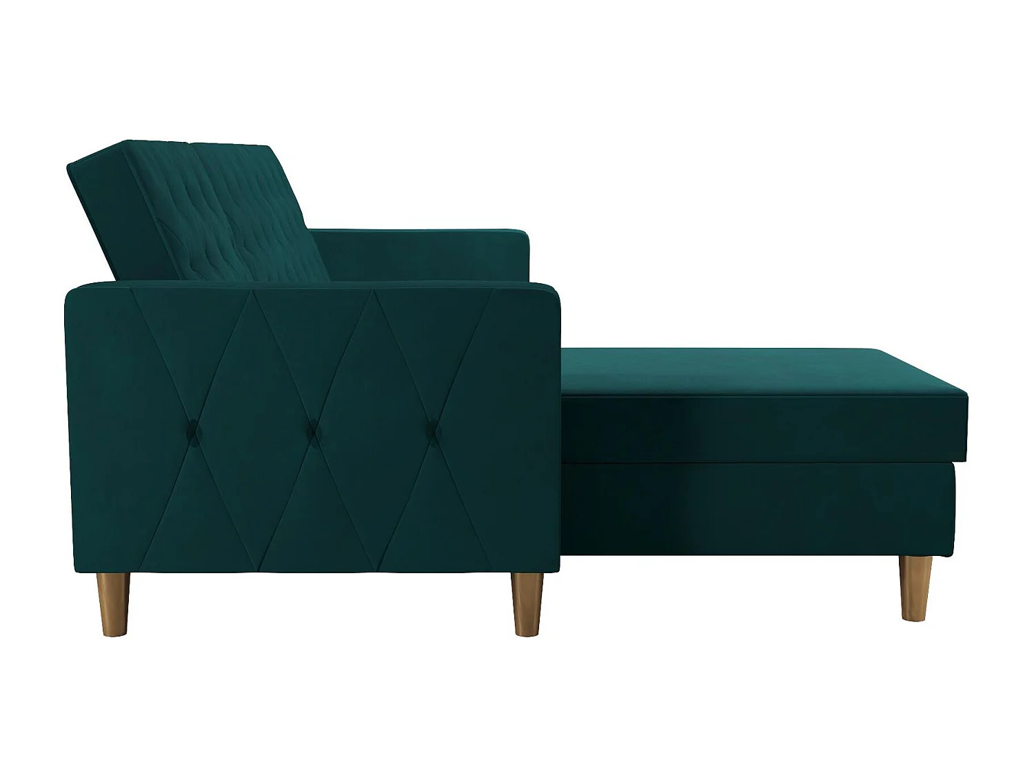 Schlafsofa 3 Sitze mit Chaise Lounge in Chenille Grün