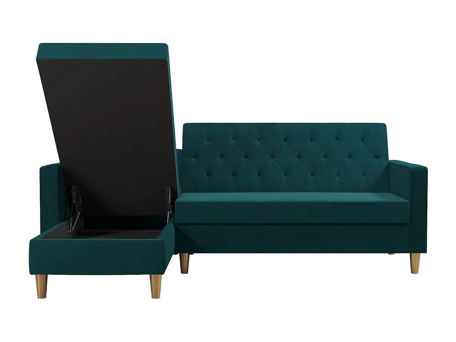 Schlafsofa 3 Sitze mit Chaise Lounge in Chenille Grün