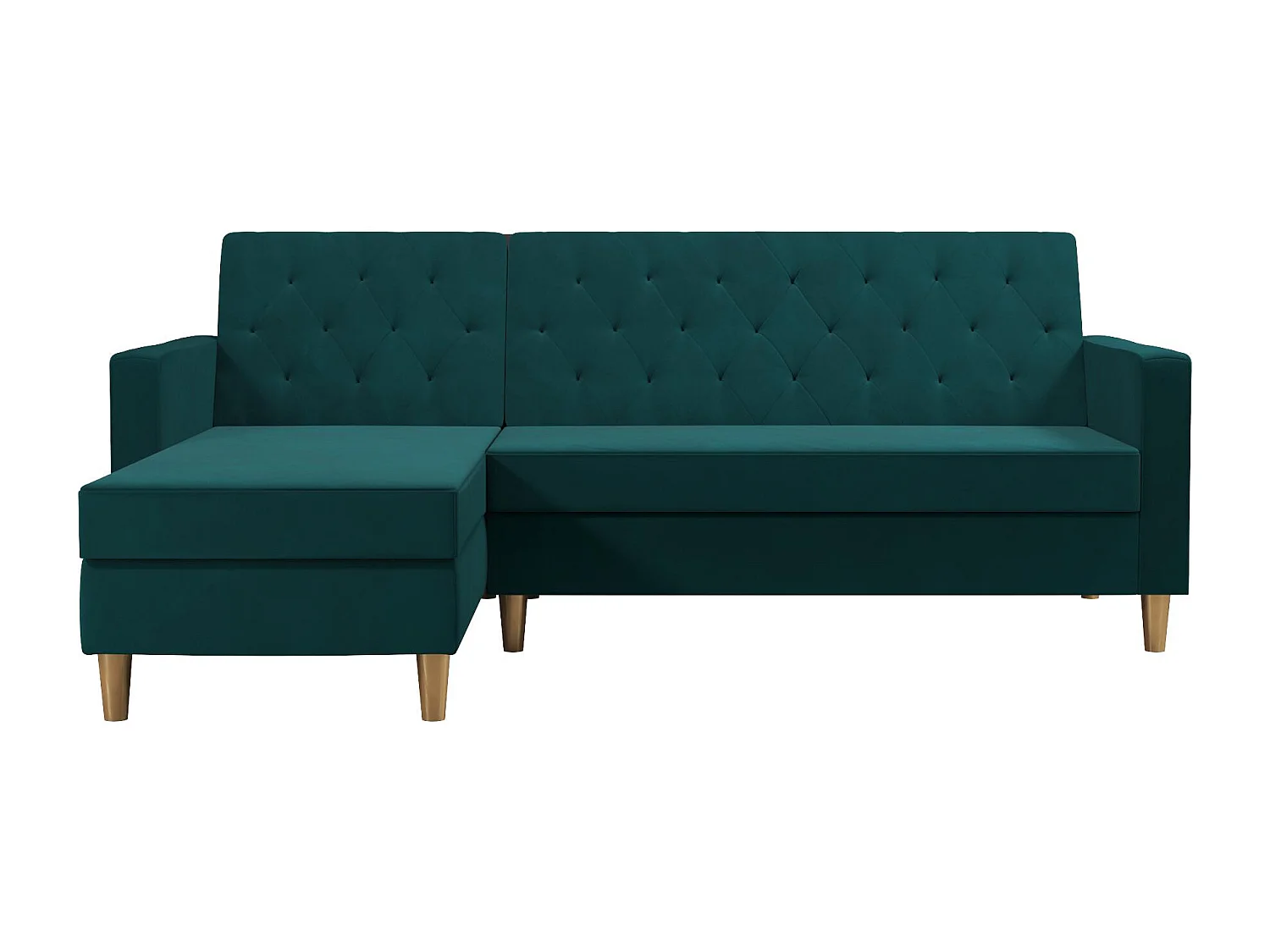 Schlafsofa 3 Sitze mit Chaise Lounge in Chenille Grün