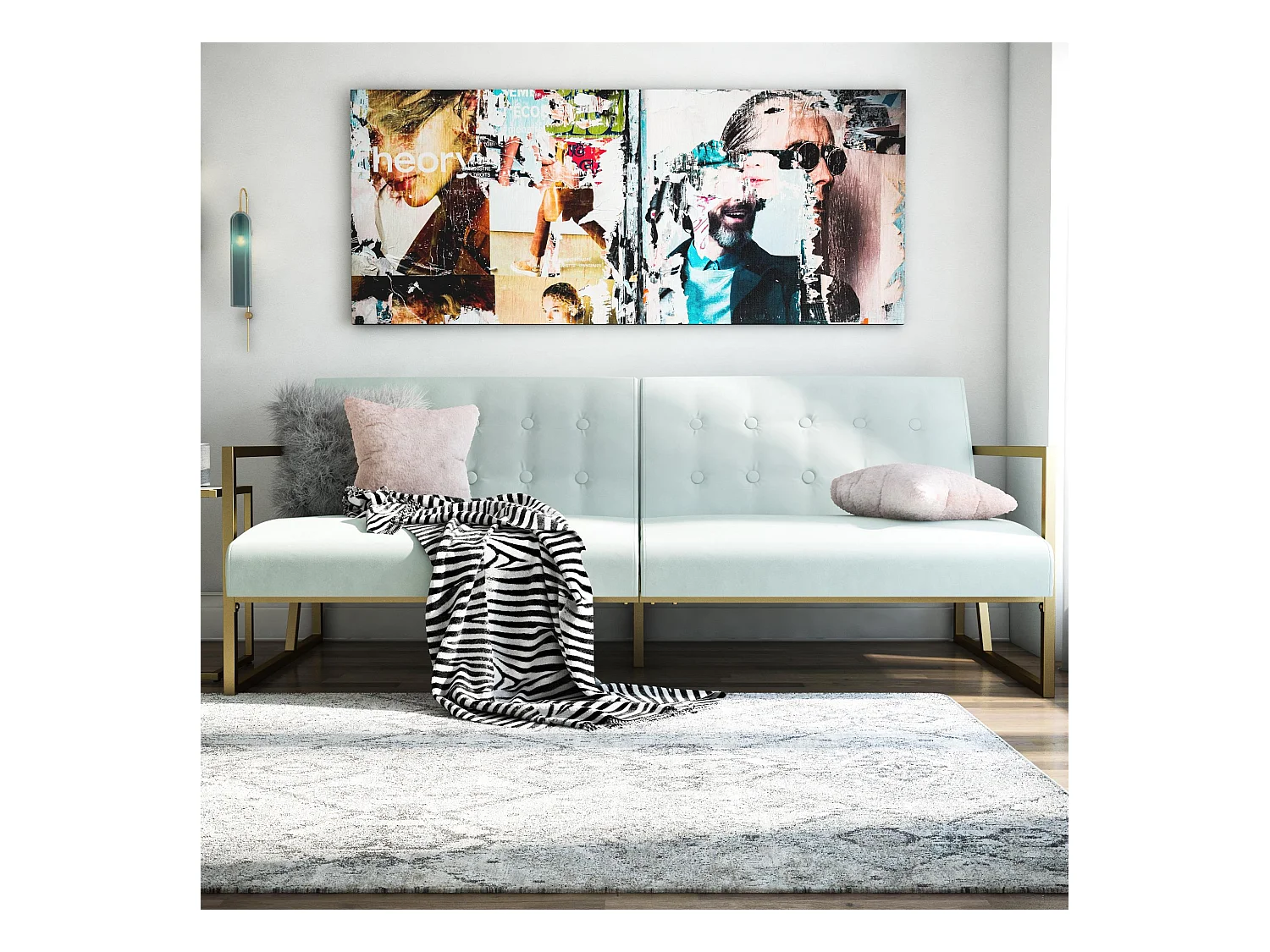 Lexington | Canapé-lit 3 places en velours Bleached Teal