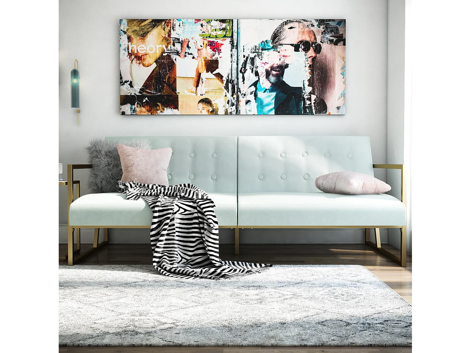 Lexington | Canapé-lit 3 places en velours Bleached Teal