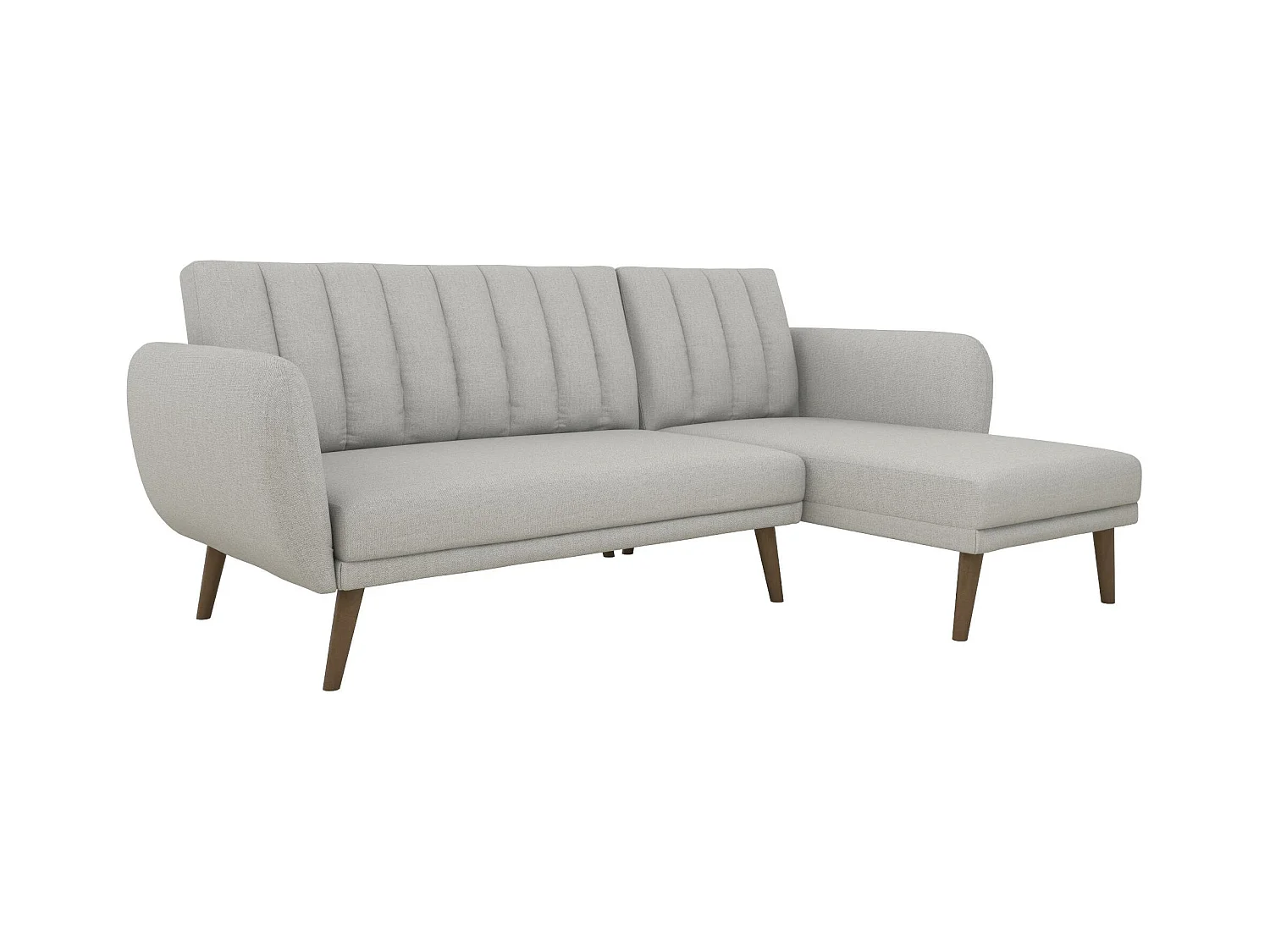 Canapé convertible 3 places avec chaise longue en lin gris clair