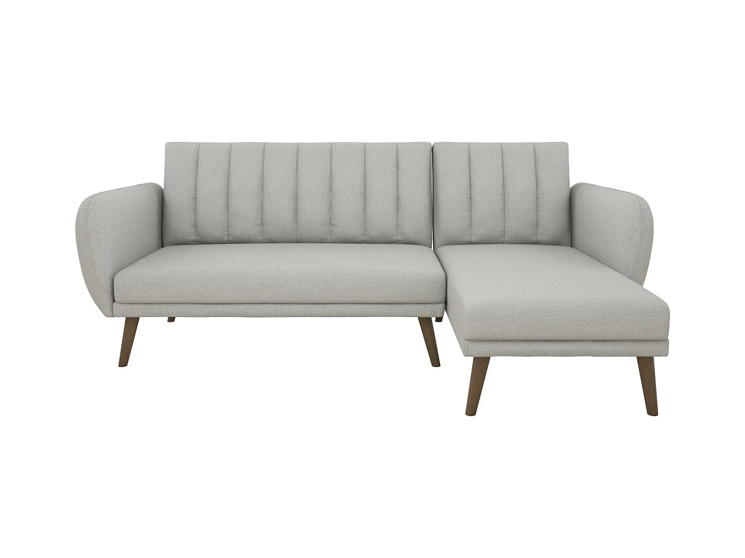 Canapé convertible 3 places avec chaise longue en lin gris clair